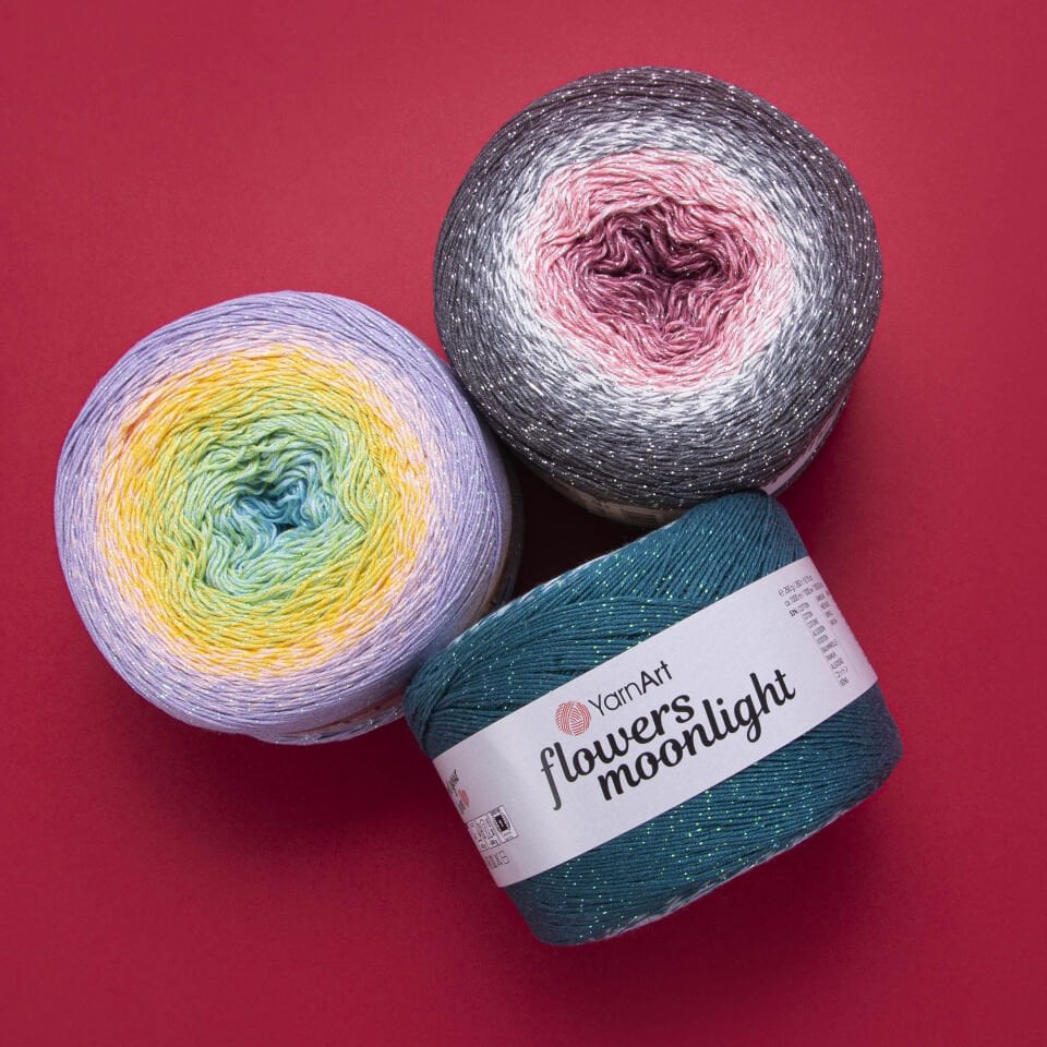 YARNART FLOWERS MOONLIGHT - SİMLİ, EBRULİ EL ÖRGÜ İPİ