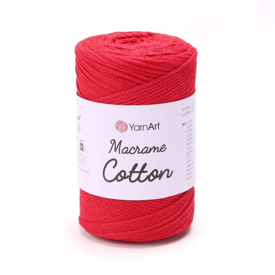 YARNART MACRAME COTTON - MAKROME EL ÖRGÜ İPİ KIRMIZI - 773