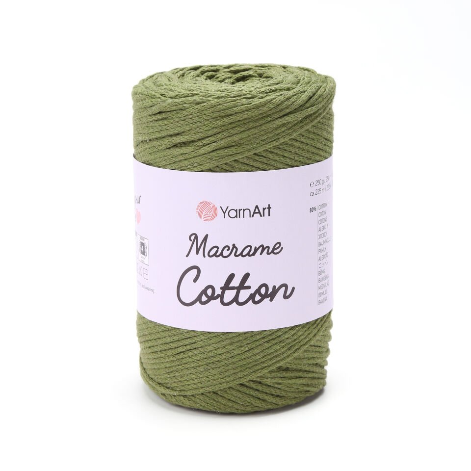 YARNART MACRAME COTTON - MAKROME EL ÖRGÜ İPİ ZEYTİN YEŞİLİ - 787