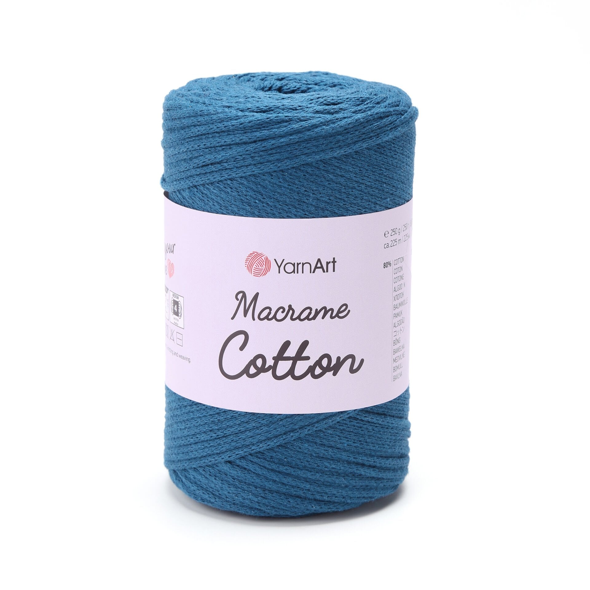 YARNART MACRAME COTTON - MAKROME EL ÖRGÜ İPİ PETROL MAVİSİ - 789