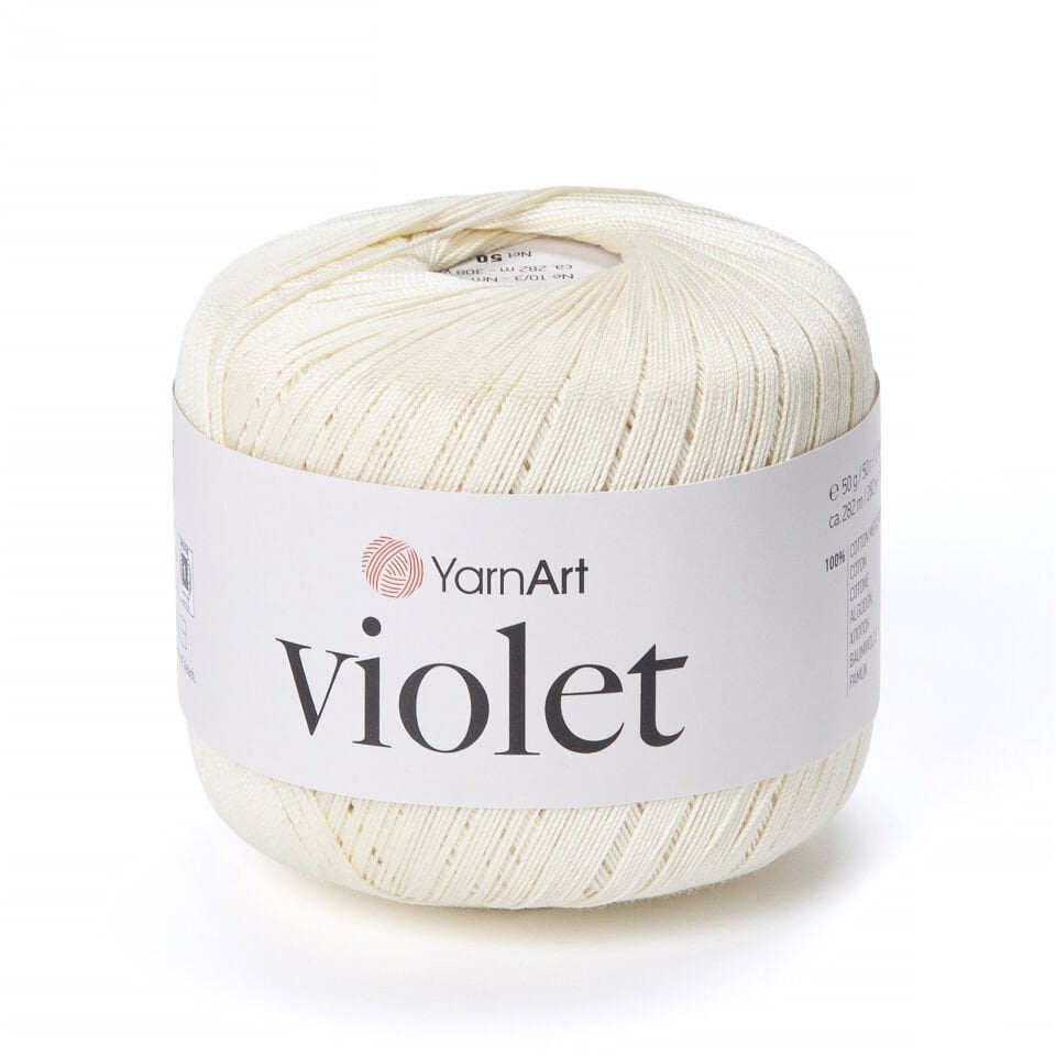YARNART VIOLET - MERSERİZE DANTEL İPİ 0326 - KREM