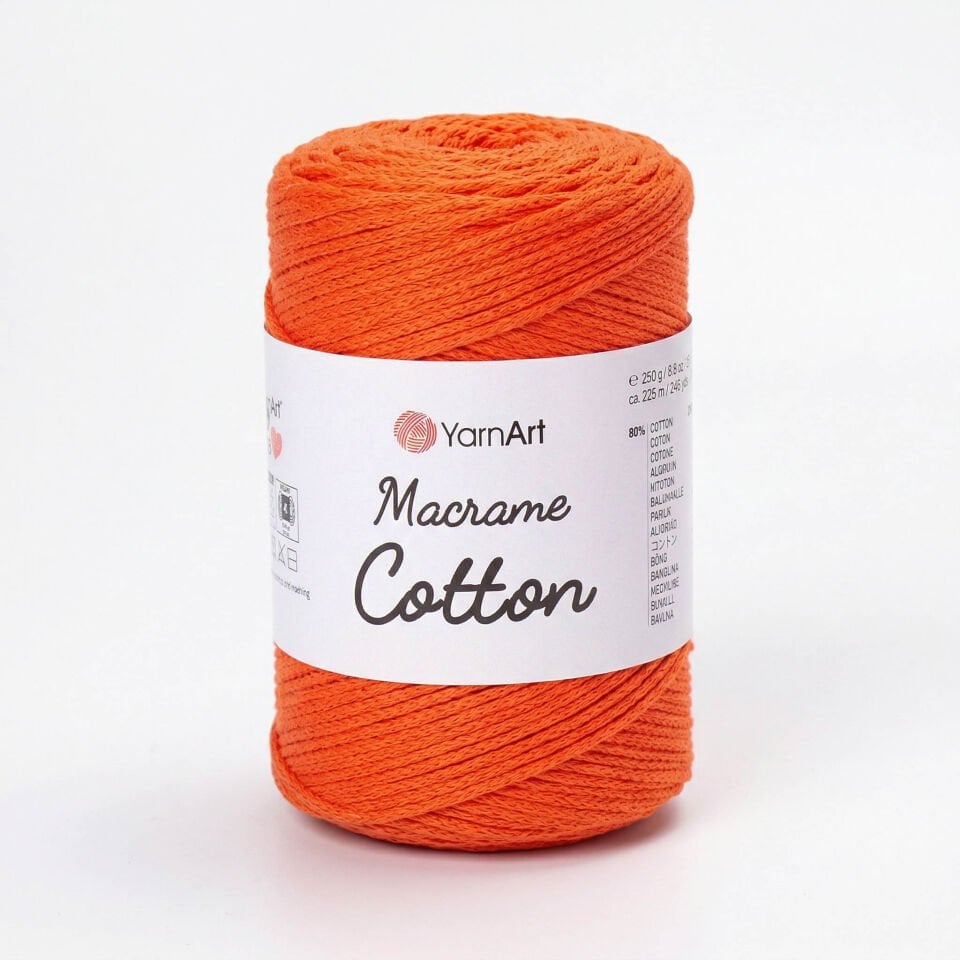 YARNART MACRAME COTTON - MAKROME EL ÖRGÜ İPİ FOSFORLU TURUNCU - 800