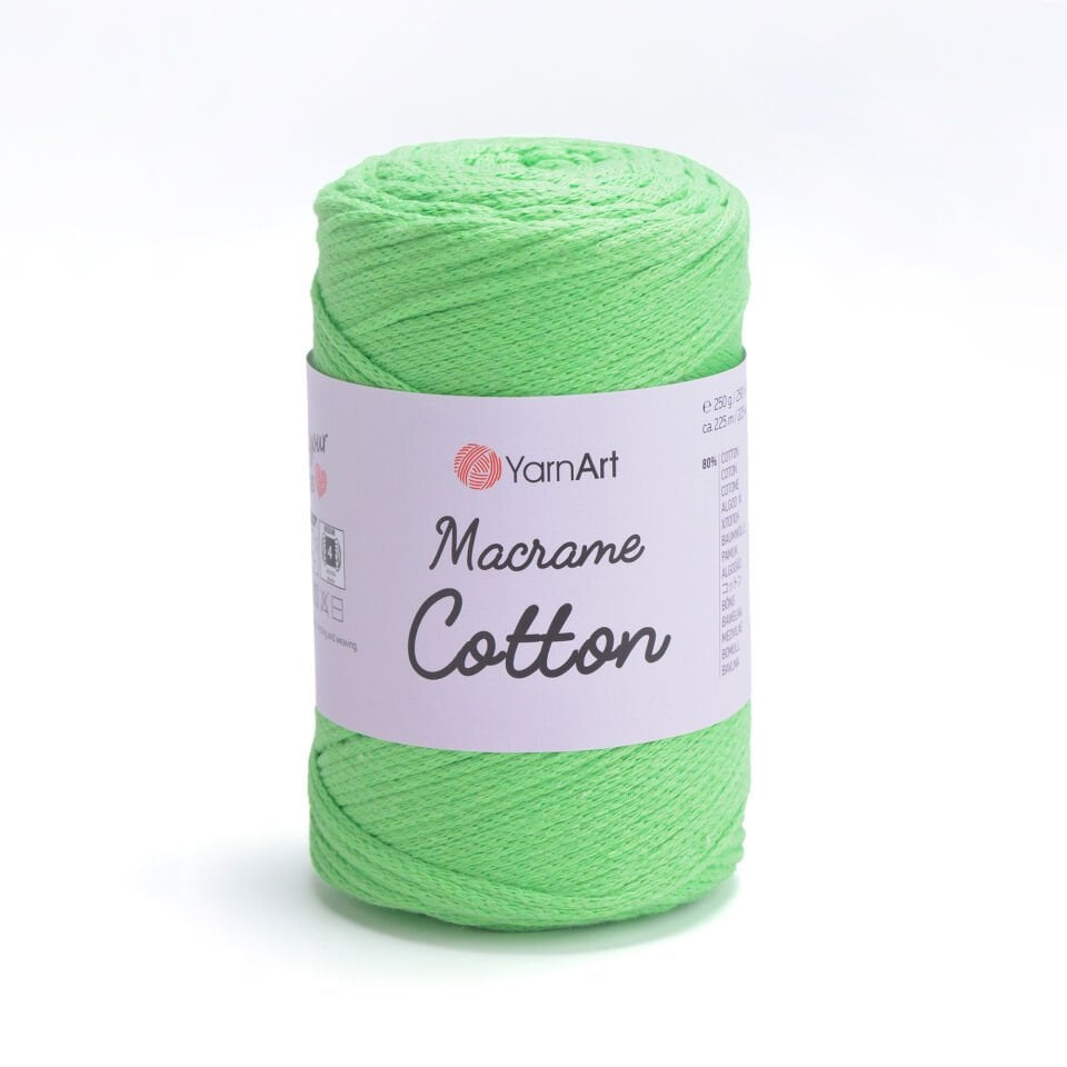 YARNART MACRAME COTTON - MAKROME EL ÖRGÜ İPİ FOSFORLU YEŞİL - 802