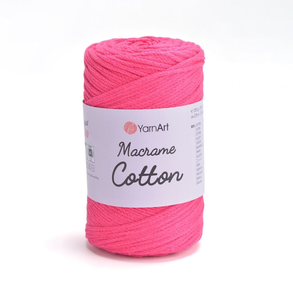 YARNART MACRAME COTTON - MAKROME EL ÖRGÜ İPİ FOSFORLU PEMBE - 803
