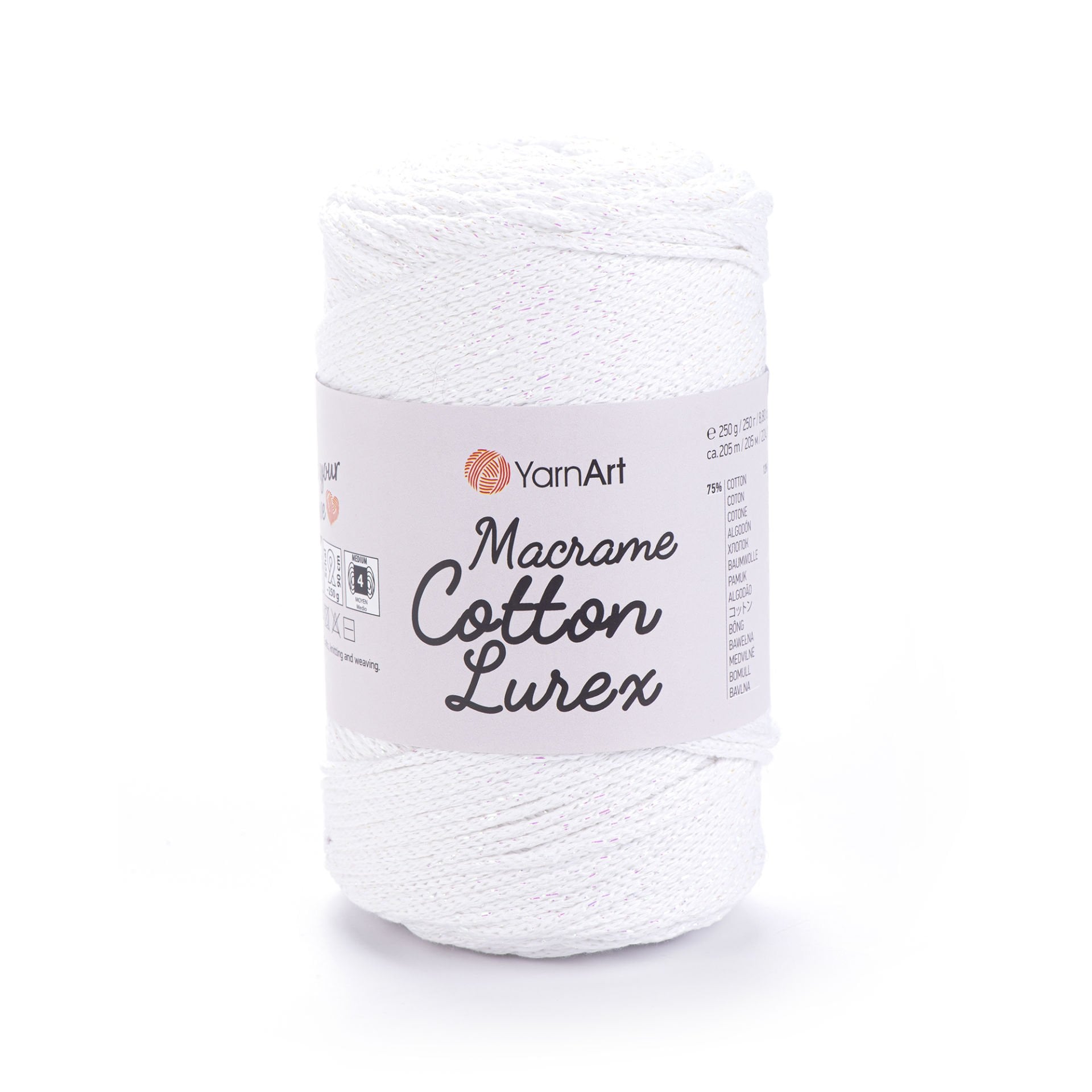 YARNART MACRAME COTTON LUREX - SİMLİ MAKROME EL ÖRGÜ İPİ BEYAZ - 721