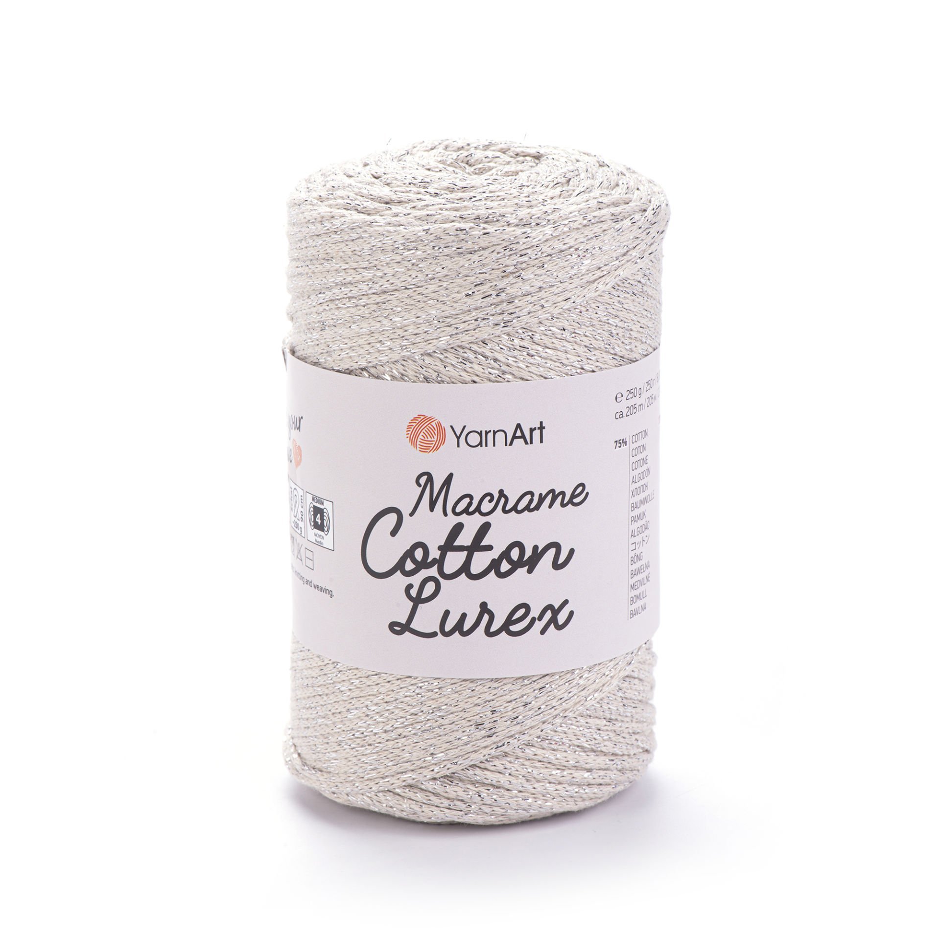 YARNART MACRAME COTTON LUREX - SİMLİ MAKROME EL ÖRGÜ İPİ KOYU KREM - 725