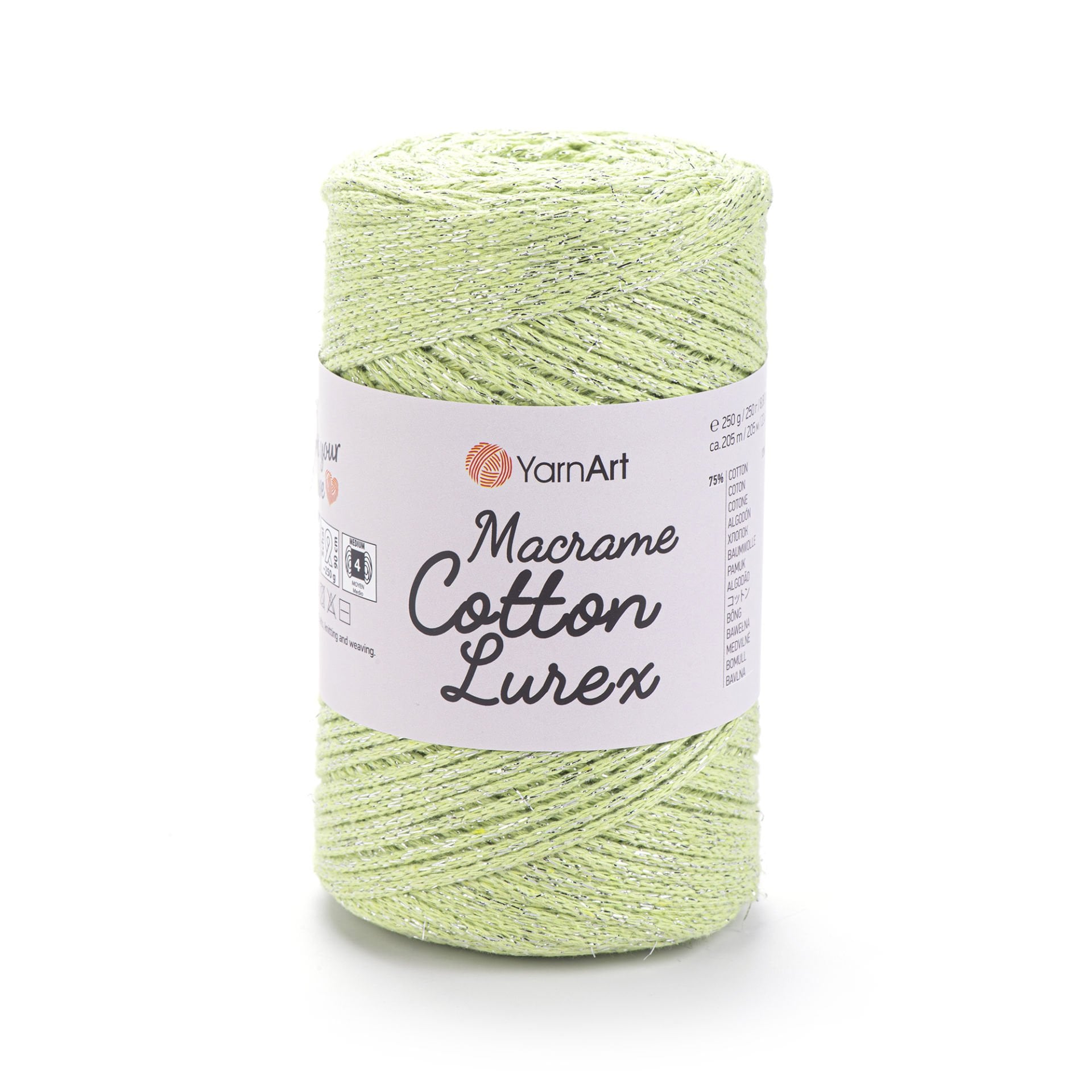 YARNART MACRAME COTTON LUREX - SİMLİ MAKROME EL ÖRGÜ İPİ FISTIK YEŞİLİ - 726