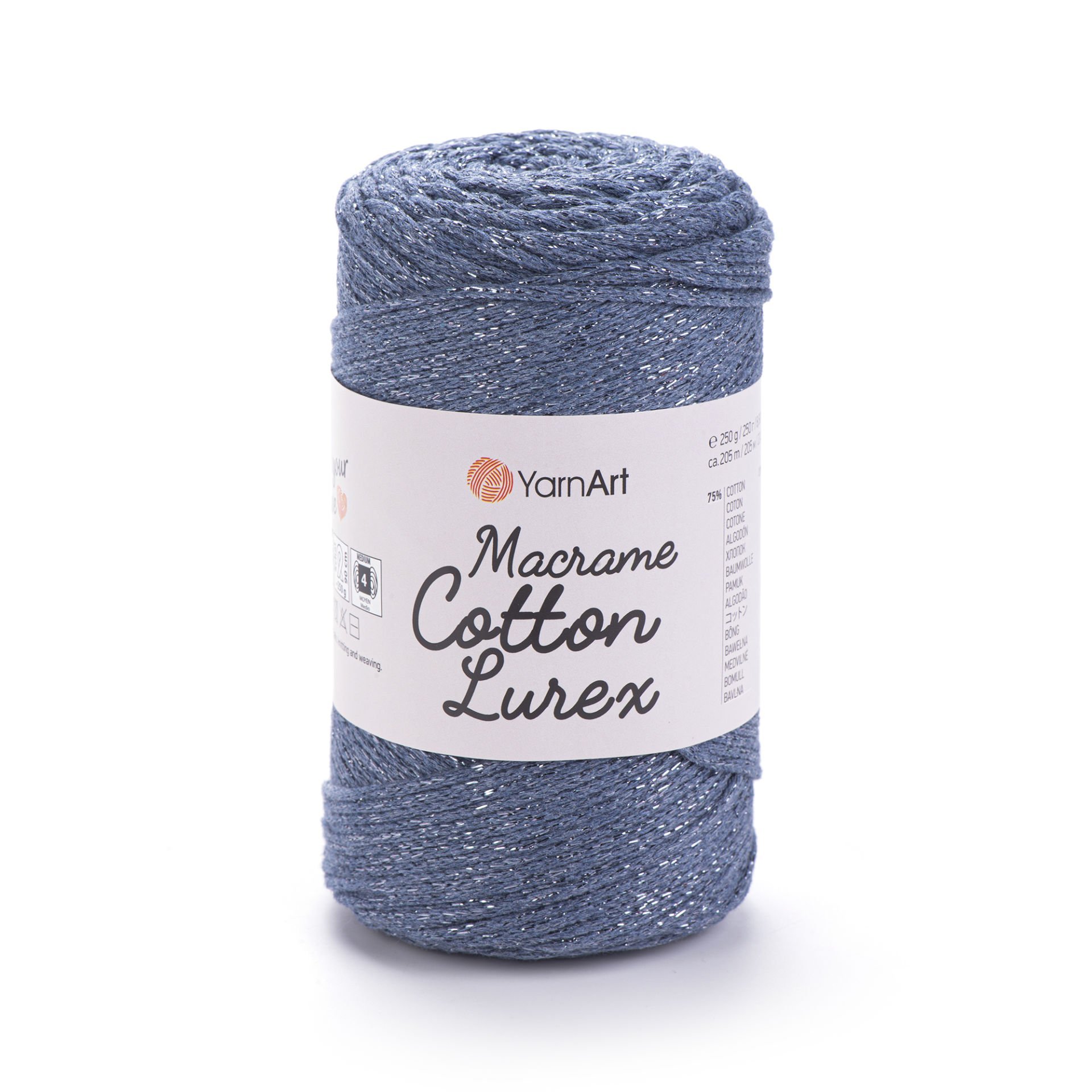 YARNART MACRAME COTTON LUREX - SİMLİ MAKROME EL ÖRGÜ İPİ KOT MAVİSİ - 730