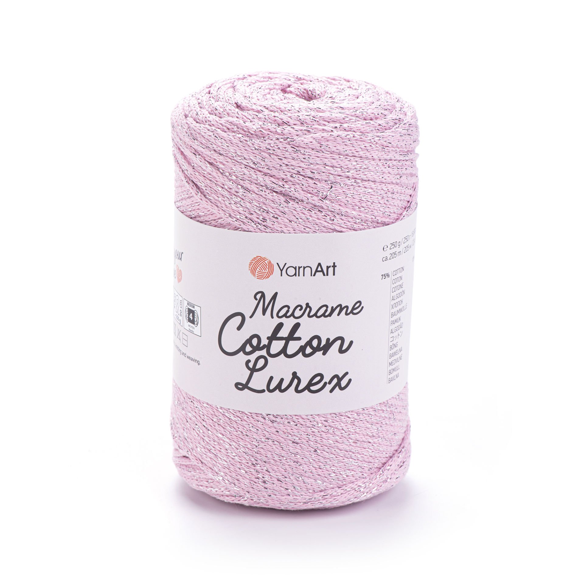YARNART MACRAME COTTON LUREX - SİMLİ MAKROME EL ÖRGÜ İPİ PEMBE - 732