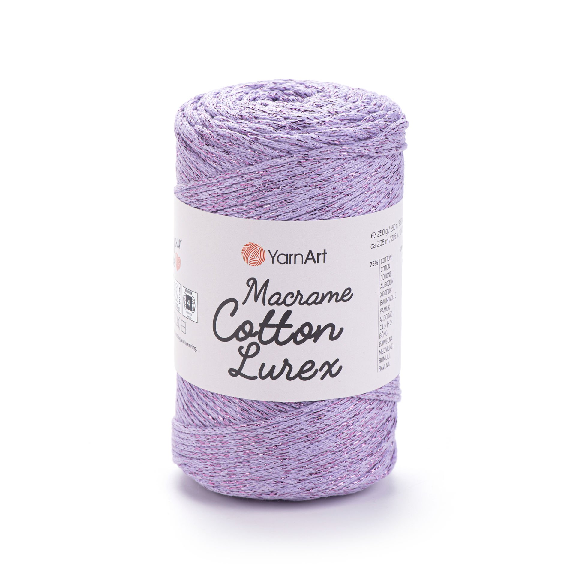 YARNART MACRAME COTTON LUREX - SİMLİ MAKROME EL ÖRGÜ İPİ LİLA - 734