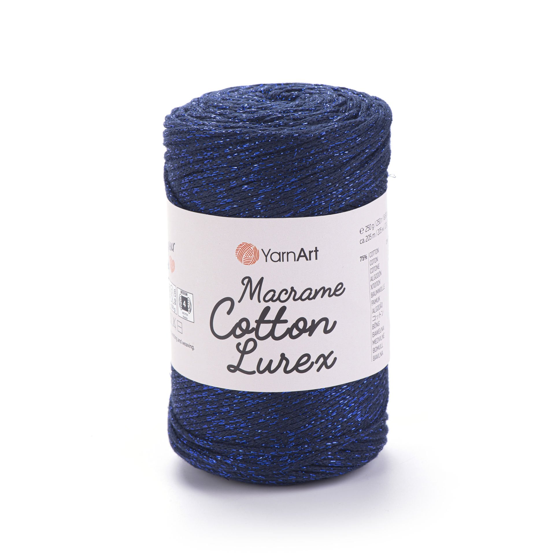 YARNART MACRAME COTTON LUREX - SİMLİ MAKROME EL ÖRGÜ İPİ LACİVERT - 740