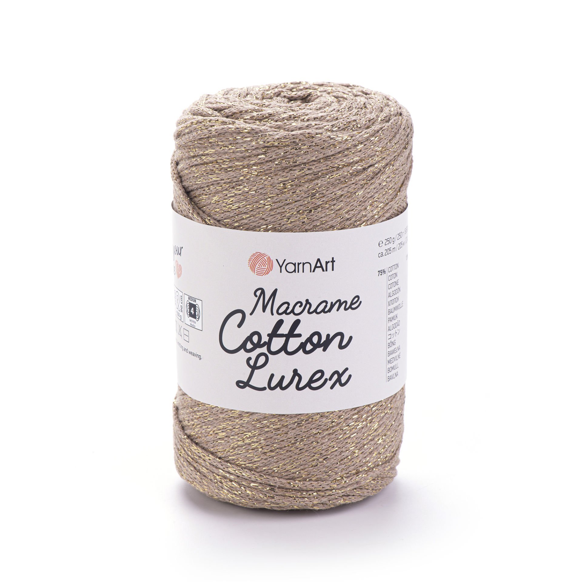 YARNART MACRAME COTTON LUREX - SİMLİ MAKROME EL ÖRGÜ İPİ BEJ - 735