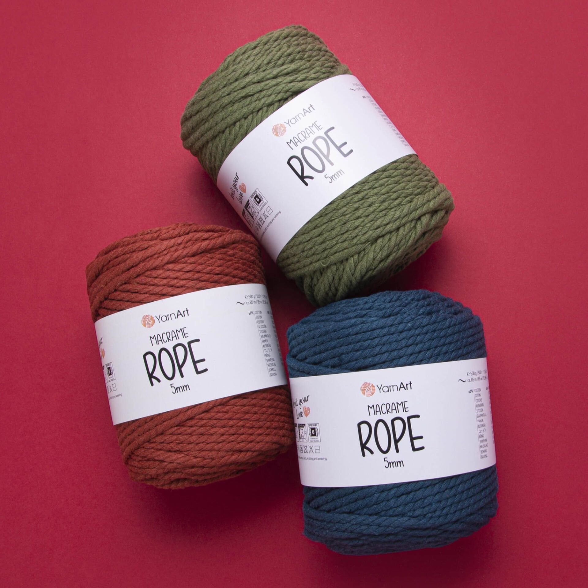 YARNART MACRAME ROPE 5 MM - MAKROME EL ÖRGÜ İPİ