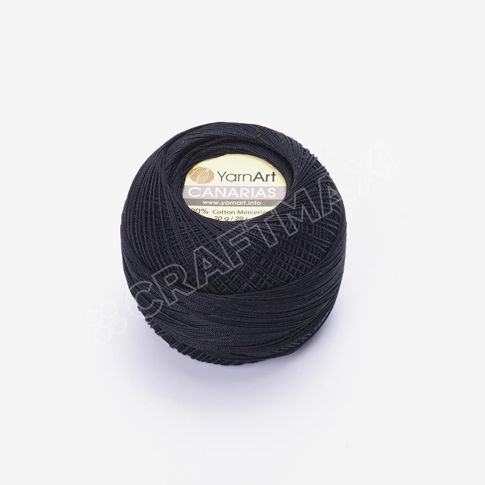 YARNART CANARIAS - MERSERİZE DANTEL İPİ SİYAH - 9999
