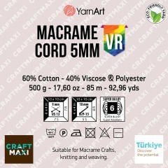 YARNART MACRAME CORD 5 MM VR - MAKROME EL ÖRGÜ İPİ EBRULİ - 915
