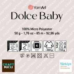 YARNART DOLCE BABY - KADİFE, BEBEK EL ÖRGÜ İPİ BUZ MAVİSİ - 776