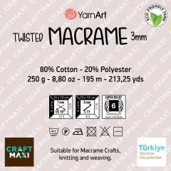YARNART TWISTED MACRAME 3 MM - MAKROME EL ÖRGÜ İPİ