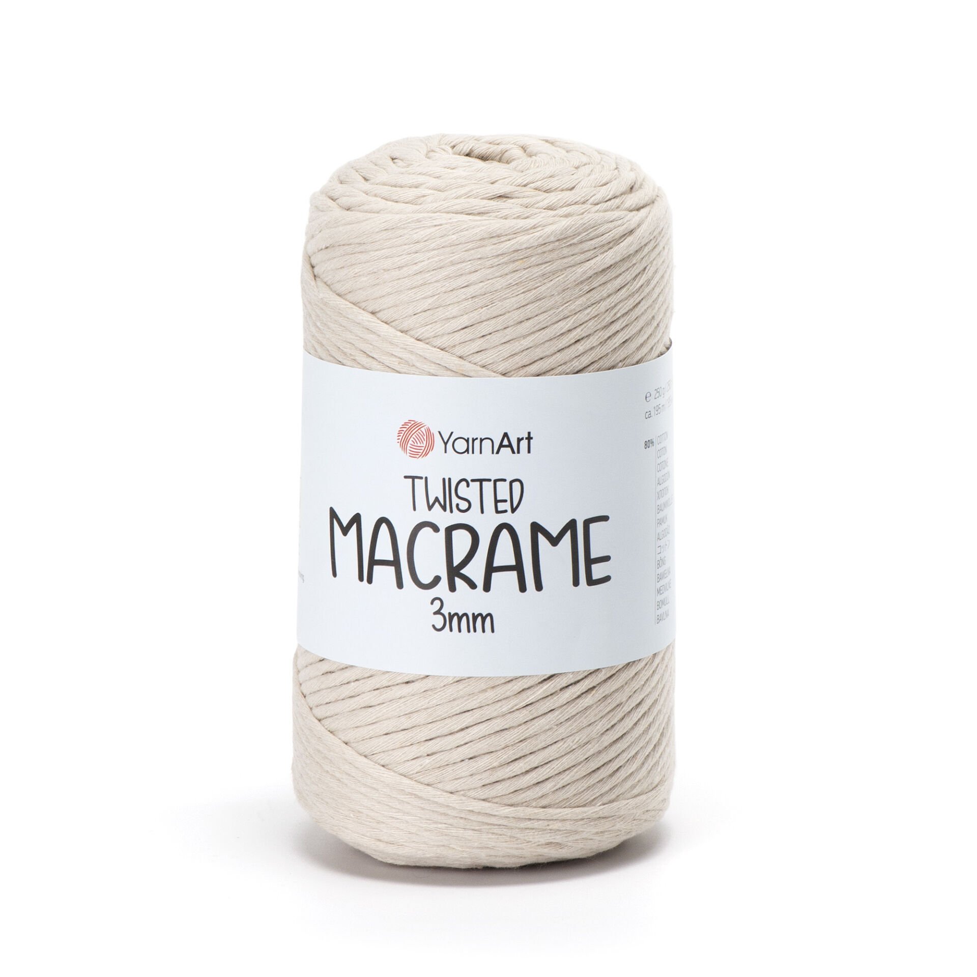 YARNART TWISTED MACRAME 3 MM - MAKROME EL ÖRGÜ İPİ BEJ - 753