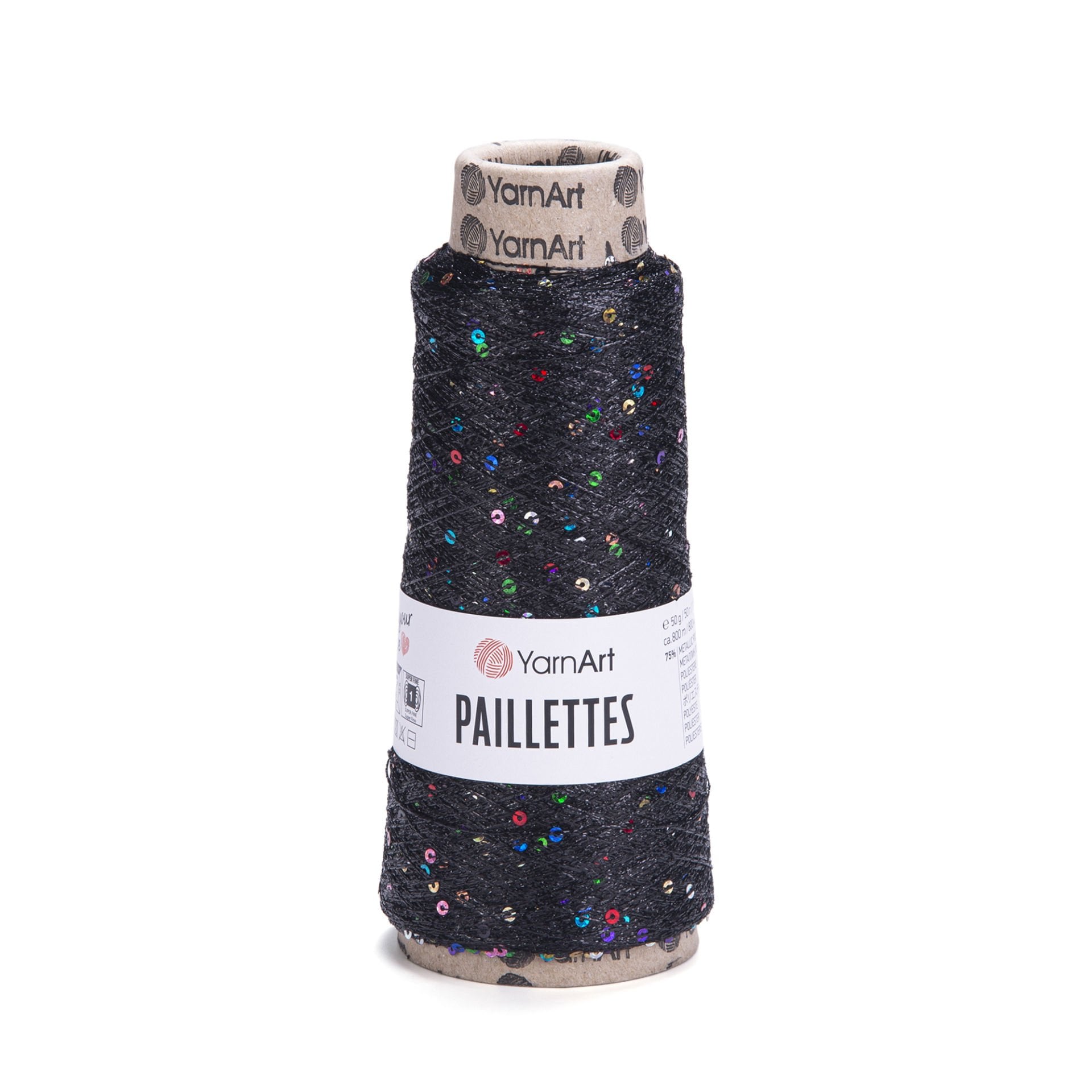 YARNART PAILLETTES - EL ÖRGÜ İPİ SİYAH - 8010