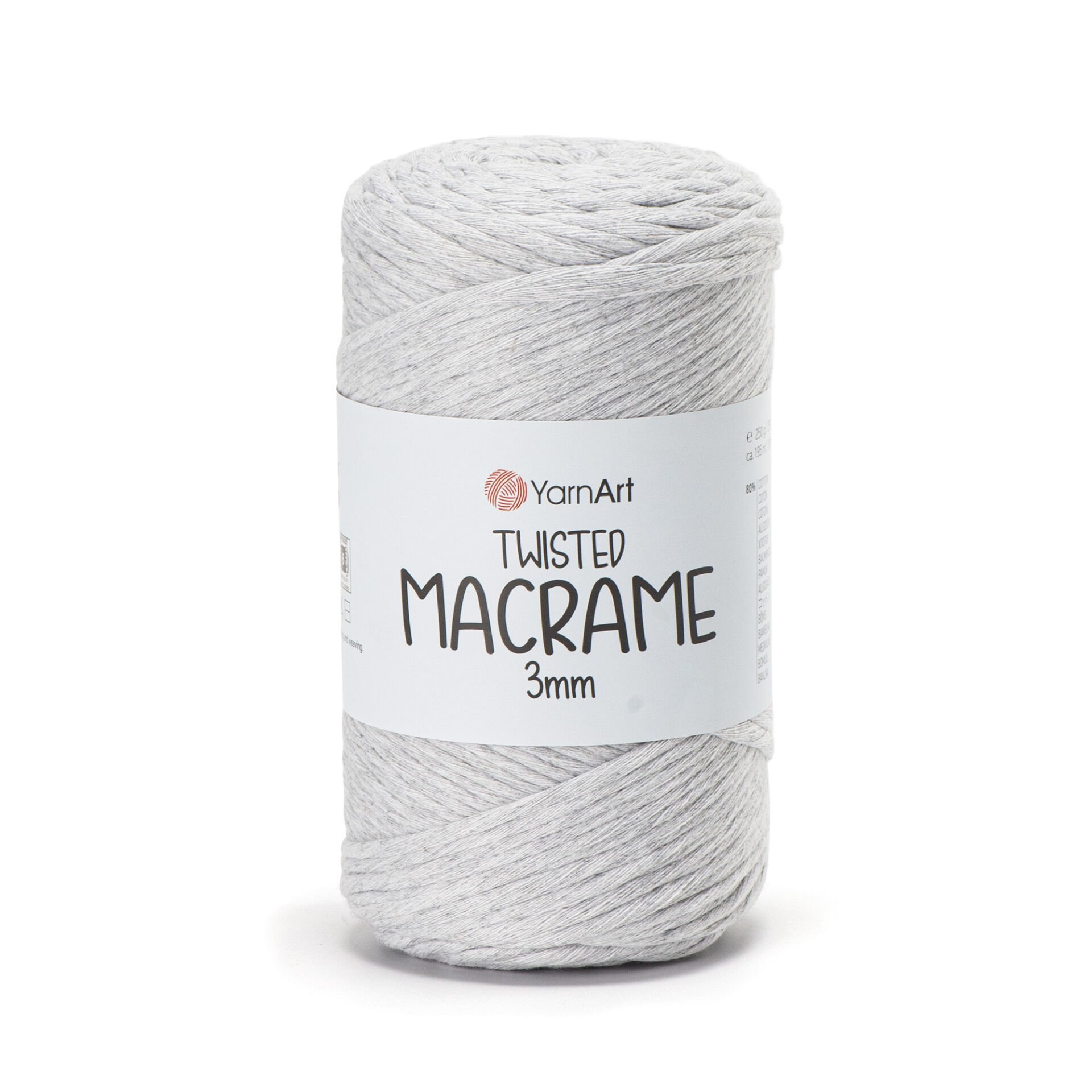 YARNART TWISTED MACRAME 3 MM - MAKROME EL ÖRGÜ İPİ AÇIK GRİ - 756