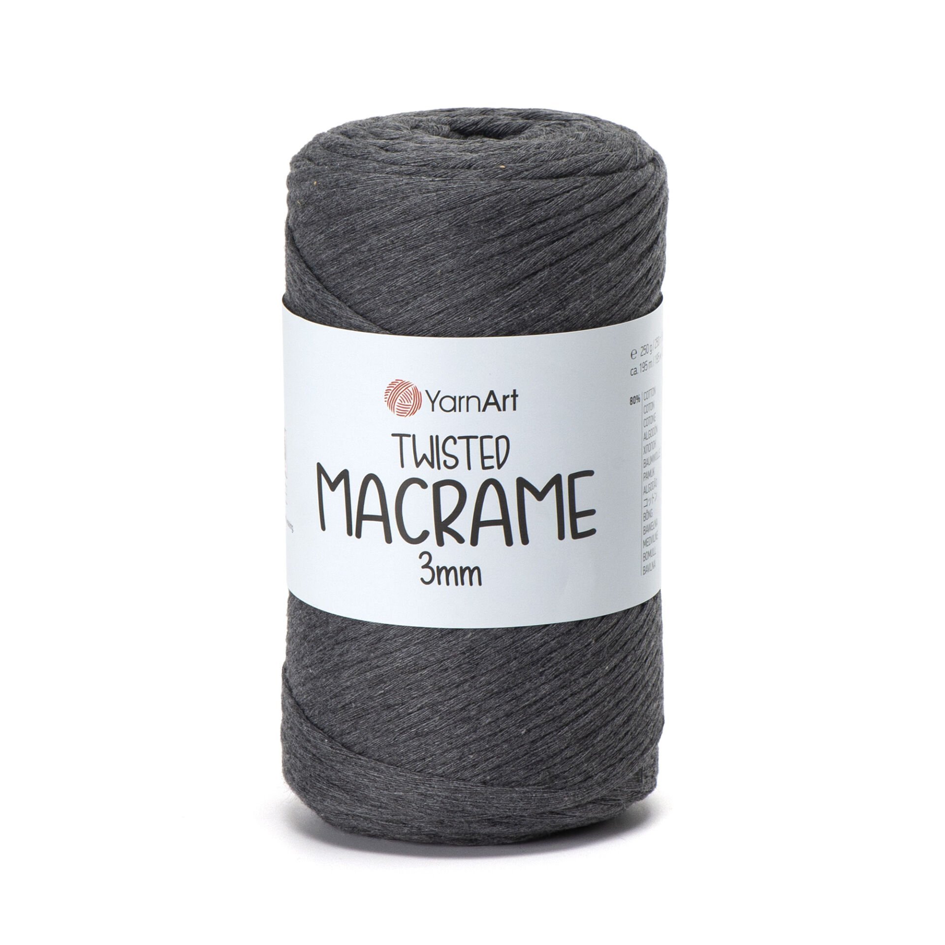 YARNART TWISTED MACRAME 3 MM - MAKROME EL ÖRGÜ İPİ ANTRASİT - 758