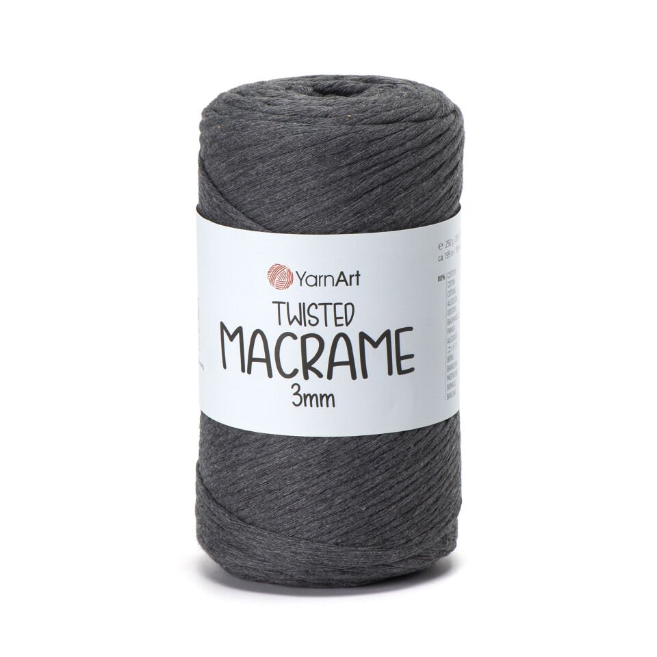 YARNART TWISTED MACRAME 3 MM - MAKROME EL ÖRGÜ İPİ ANTRASİT - 758