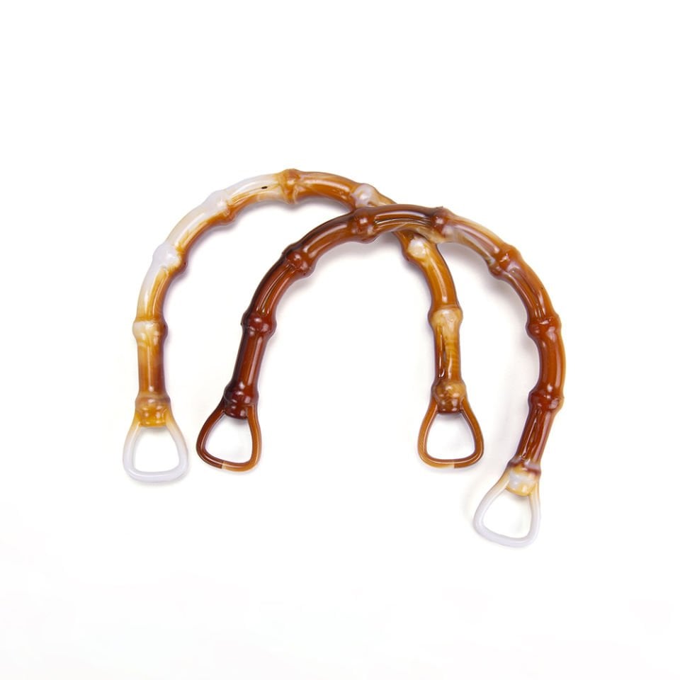 BAMBU GÖRÜNÜMLÜ U MODEL ÇANTA SAPI 2 ADET AMBER