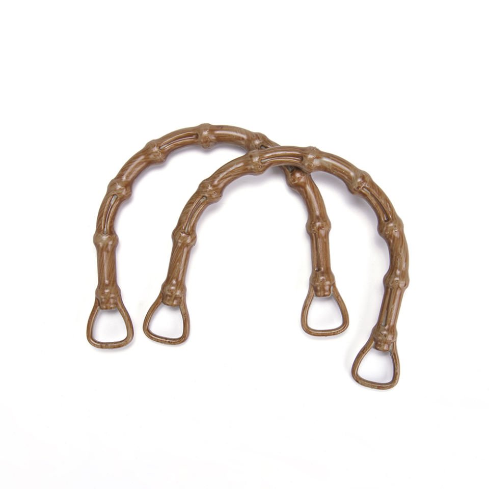 BAMBU GÖRÜNÜMLÜ U MODEL ÇANTA SAPI 2 ADET KAHVERENGİ