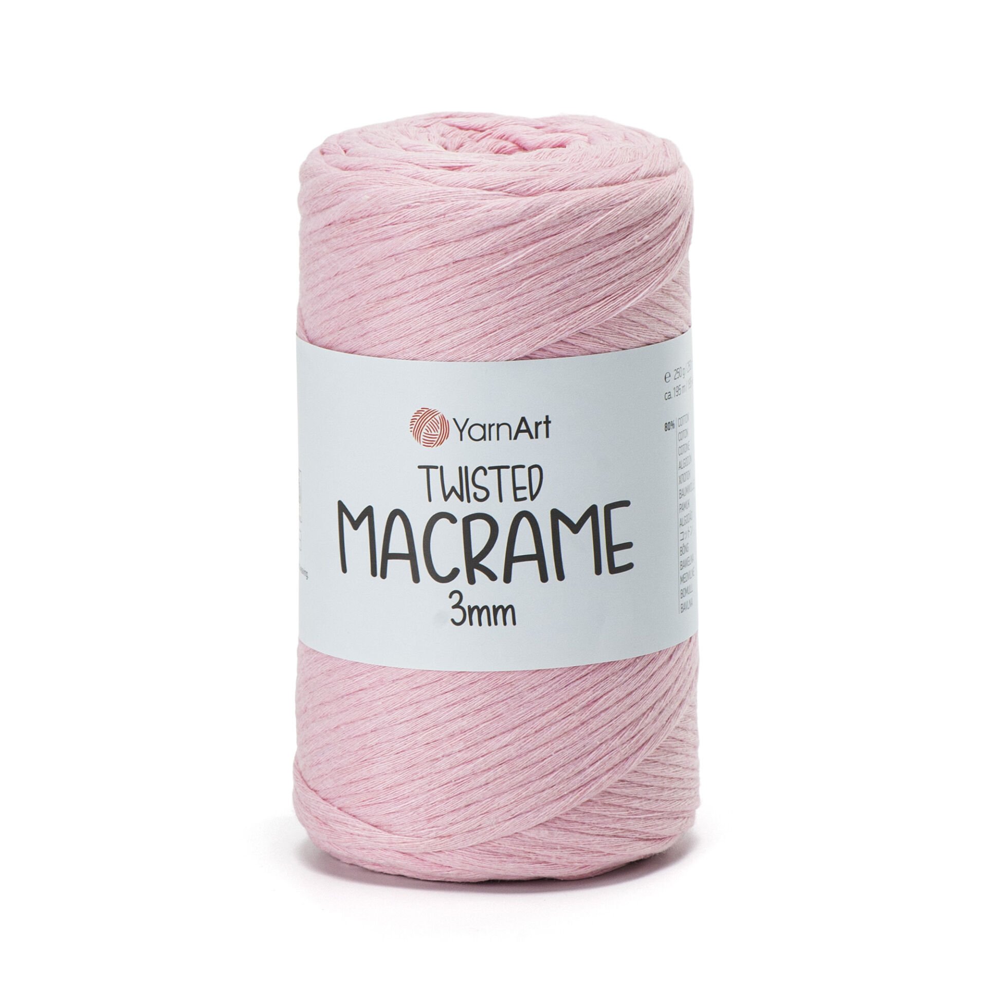 YARNART TWISTED MACRAME 3 MM - MAKROME EL ÖRGÜ İPİ PEMBE - 762