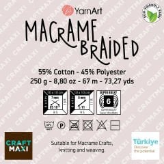 YARNART MACRAME BRAIDED - MAKROME EL ÖRGÜ İPİ SARI - 754
