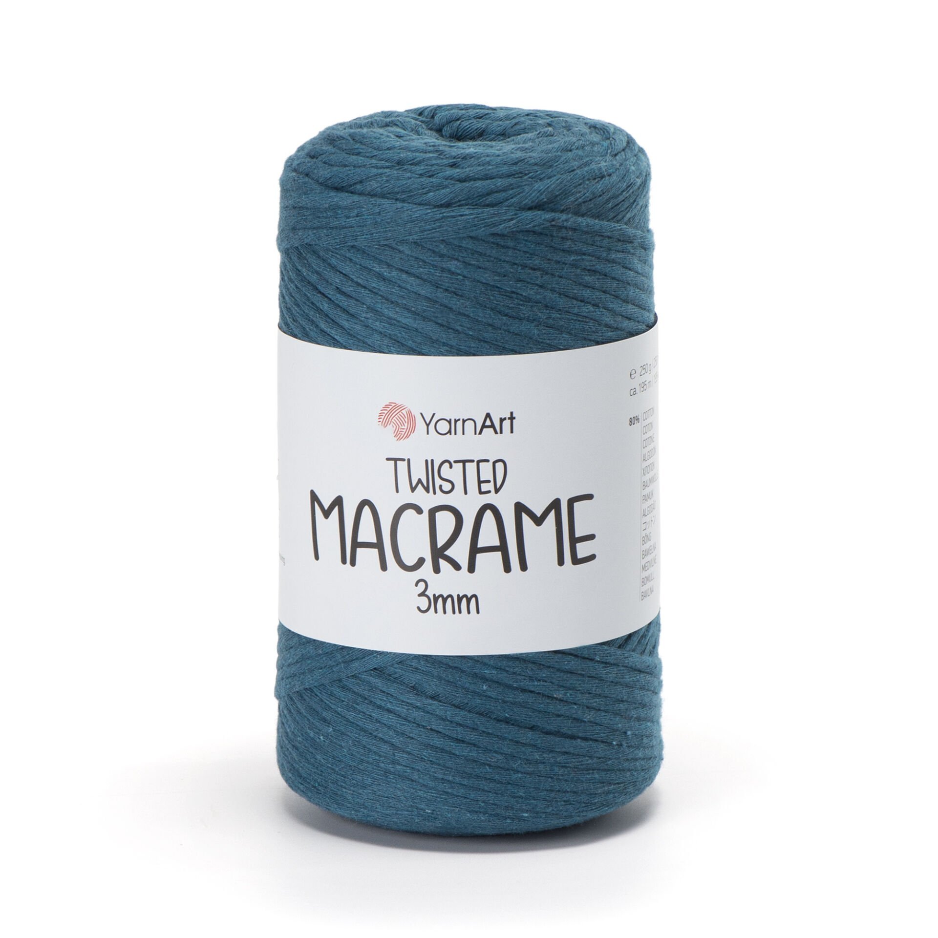 YARNART TWISTED MACRAME 3 MM - MAKROME EL ÖRGÜ İPİ PETROL MAVİSİ - 789