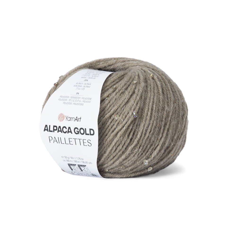 YARNART ALPACA GOLD PAILLETTES - EL ÖRGÜ İPİ BEJ - 9316