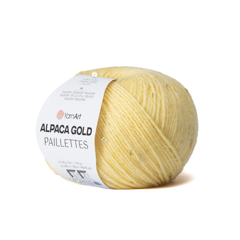 YARNART ALPACA GOLD PAILLETTES - EL ÖRGÜ İPİ SARI - 9318
