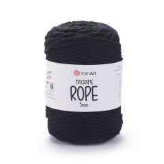 YARNART MACRAME ROPE 5 MM - MAKROME EL ÖRGÜ İPİ SİYAH - 750