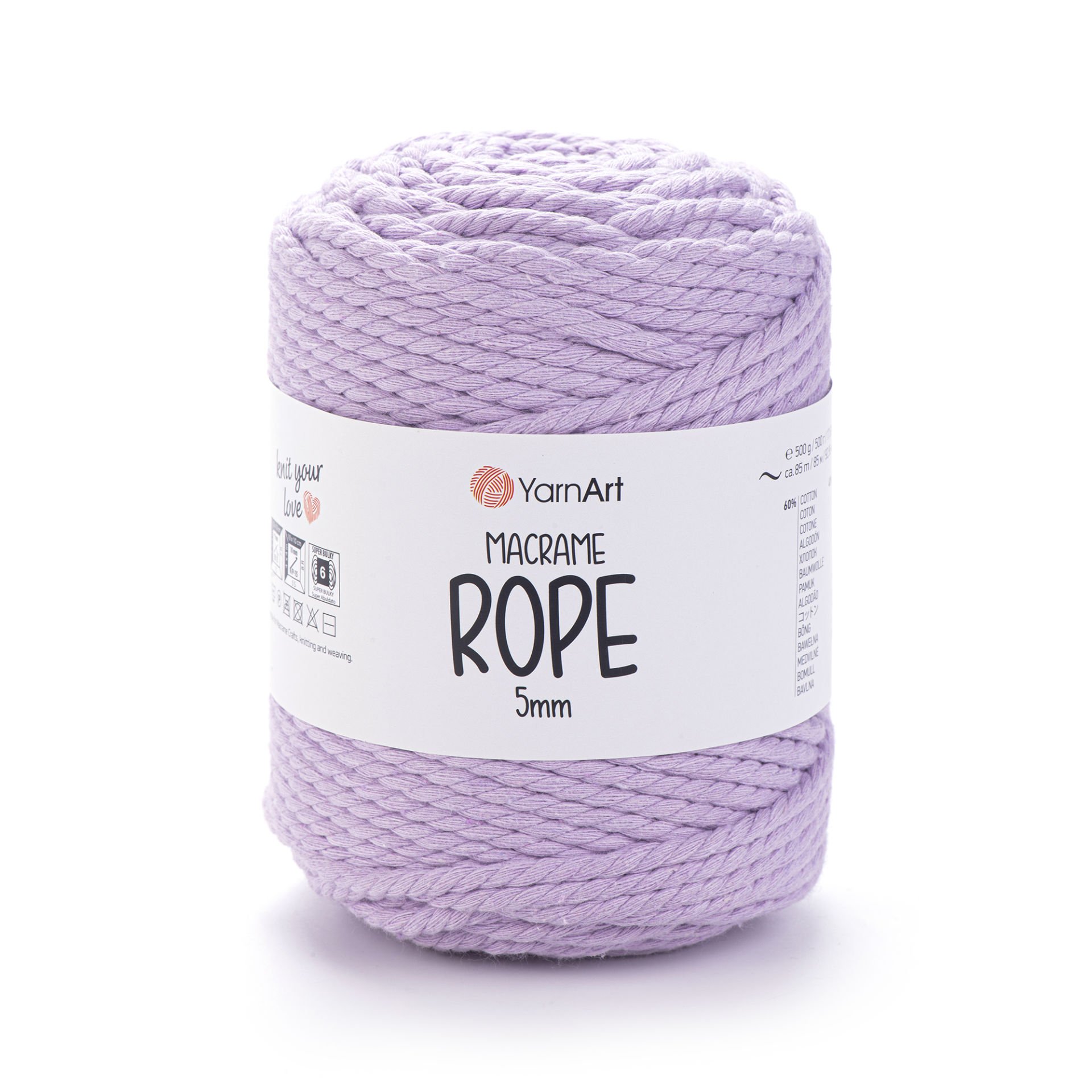 YARNART MACRAME ROPE 5 MM - MAKROME EL ÖRGÜ İPİ LİLA - 765