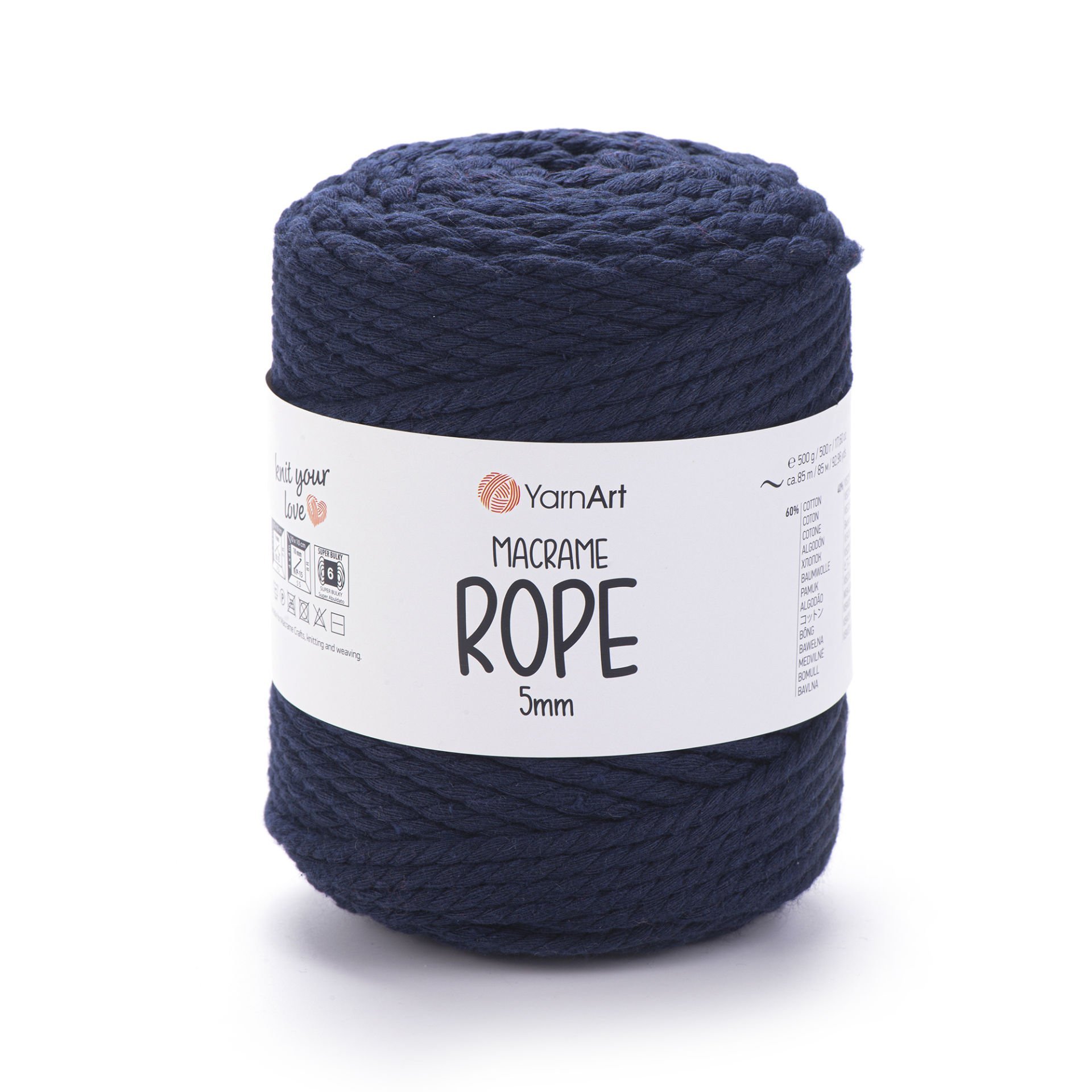 YARNART MACRAME ROPE 5 MM - MAKROME EL ÖRGÜ İPİ LACİVERT - 784