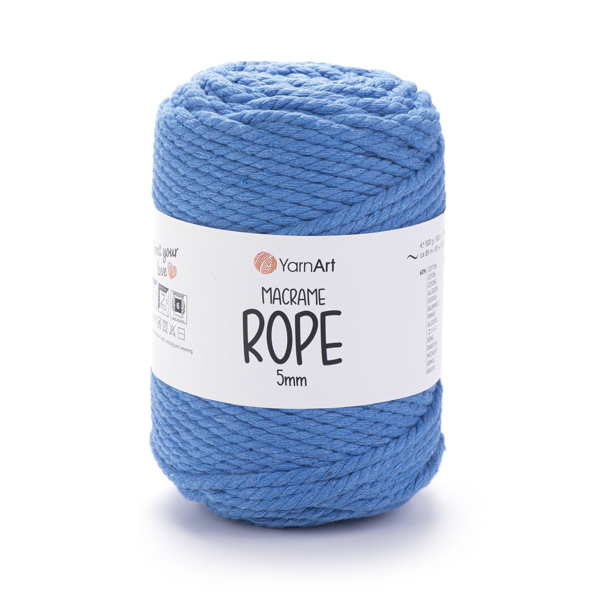 YARNART MACRAME ROPE 5 MM - MAKROME EL ÖRGÜ İPİ KOYU MAVİ - 786