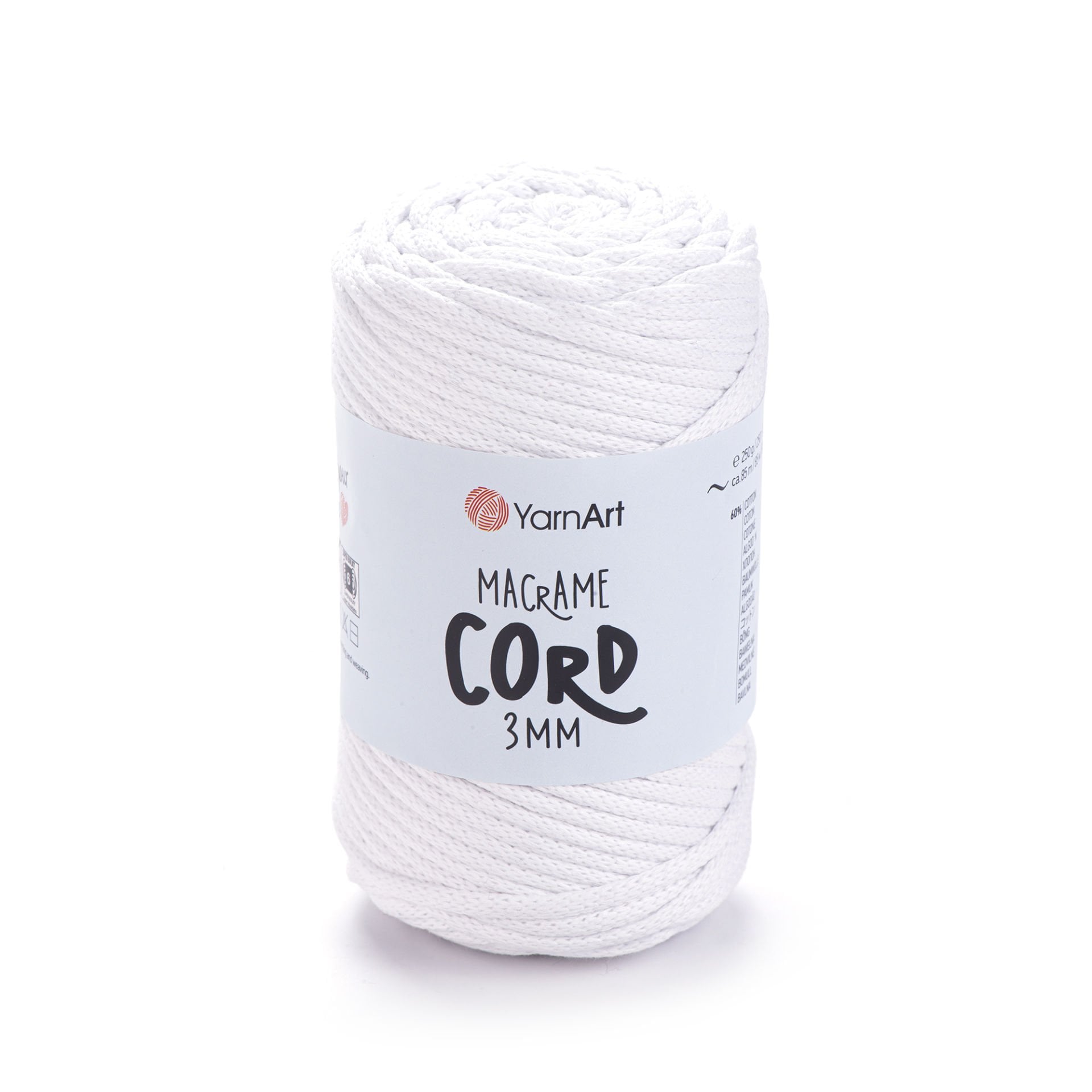 YARNART MACRAME CORD 3 MM - MAKROME EL ÖRGÜ İPİ BEYAZ - 751