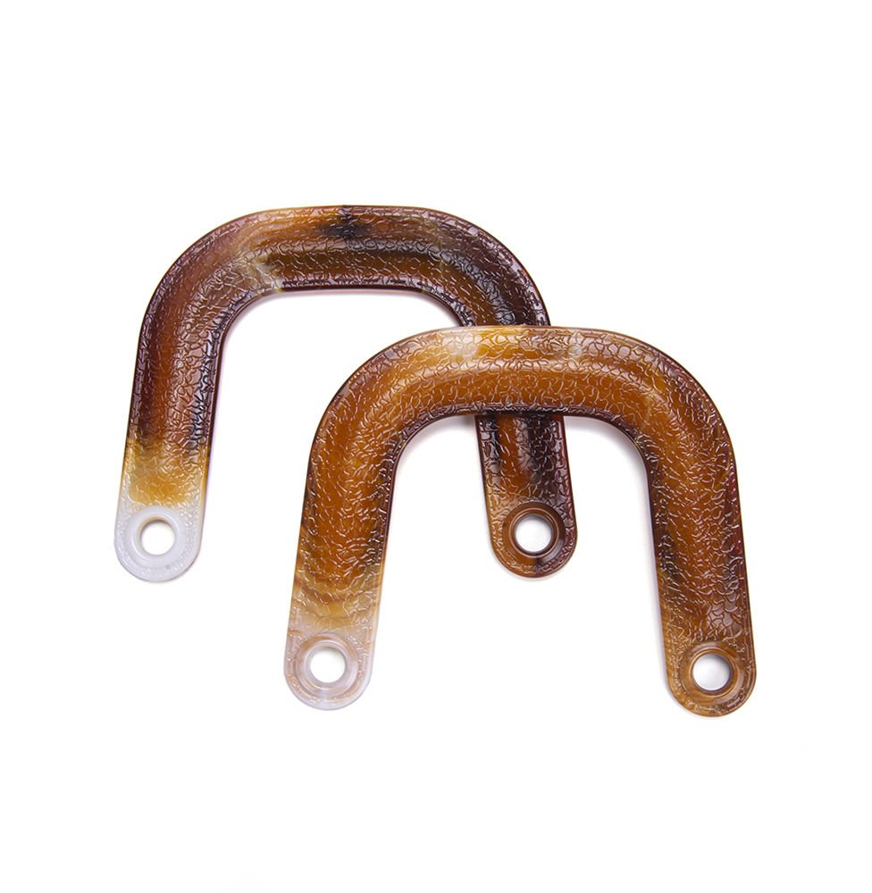 DERİ GÖRÜNÜMLÜ U MODEL ÇANTA SAPI 2 ADET AMBER