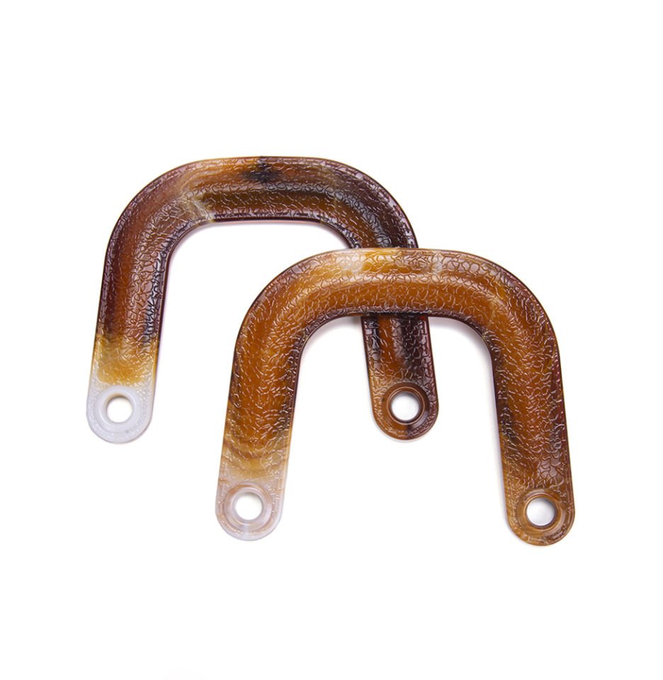 DERİ GÖRÜNÜMLÜ U MODEL ÇANTA SAPI 2 ADET AMBER