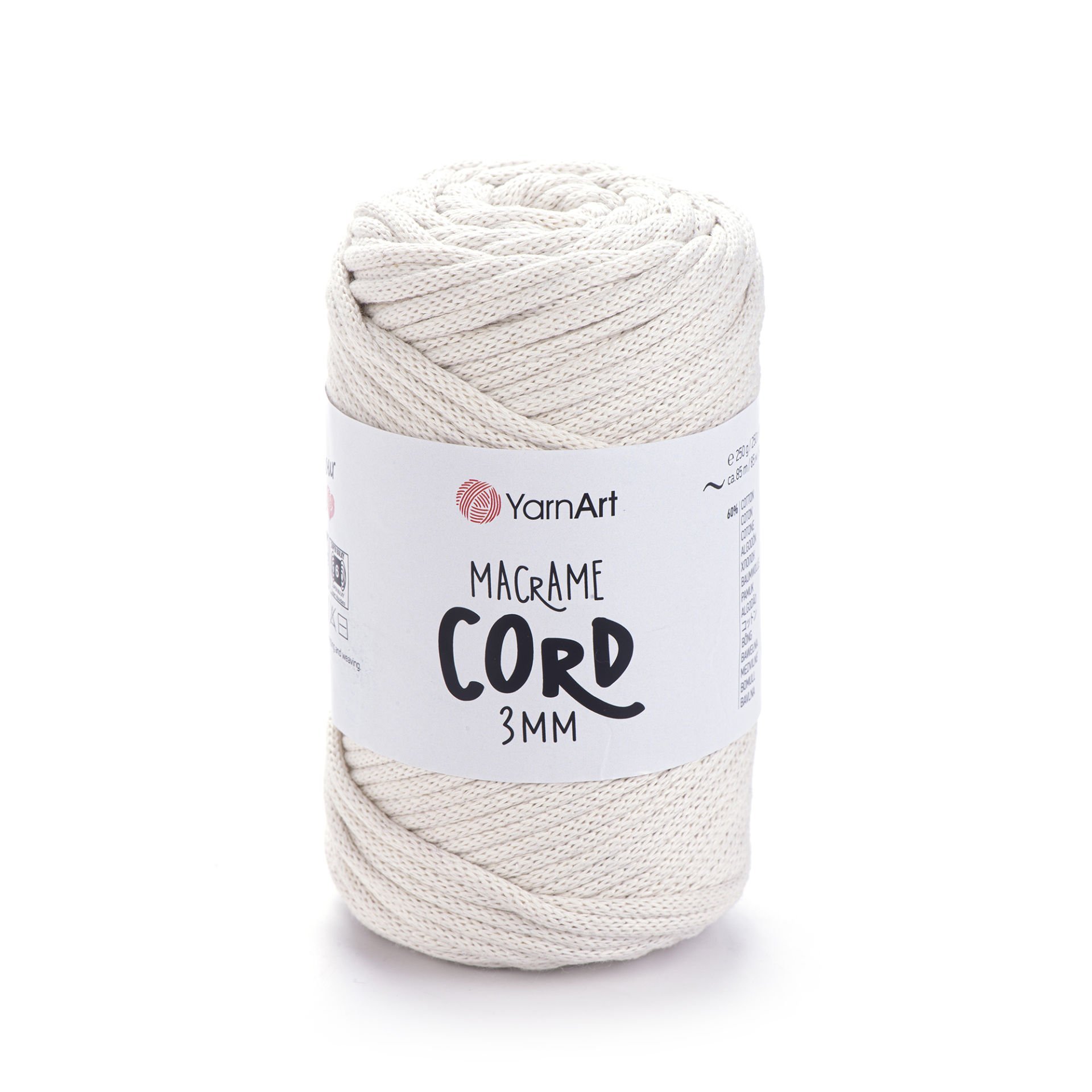 YARNART MACRAME CORD 3 MM - MAKROME EL ÖRGÜ İPİ KIRIK BEYAZ - 752