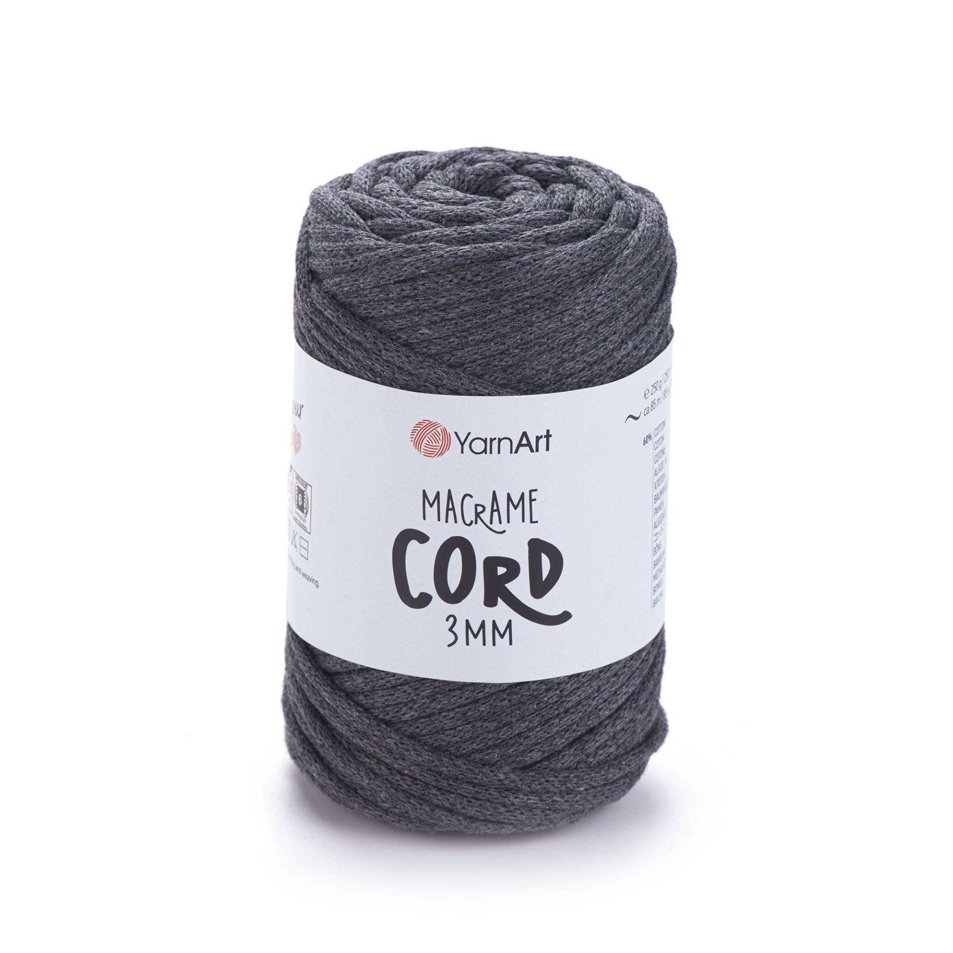 YARNART MACRAME CORD 3 MM - MAKROME EL ÖRGÜ İPİ ANTRASİT - 758