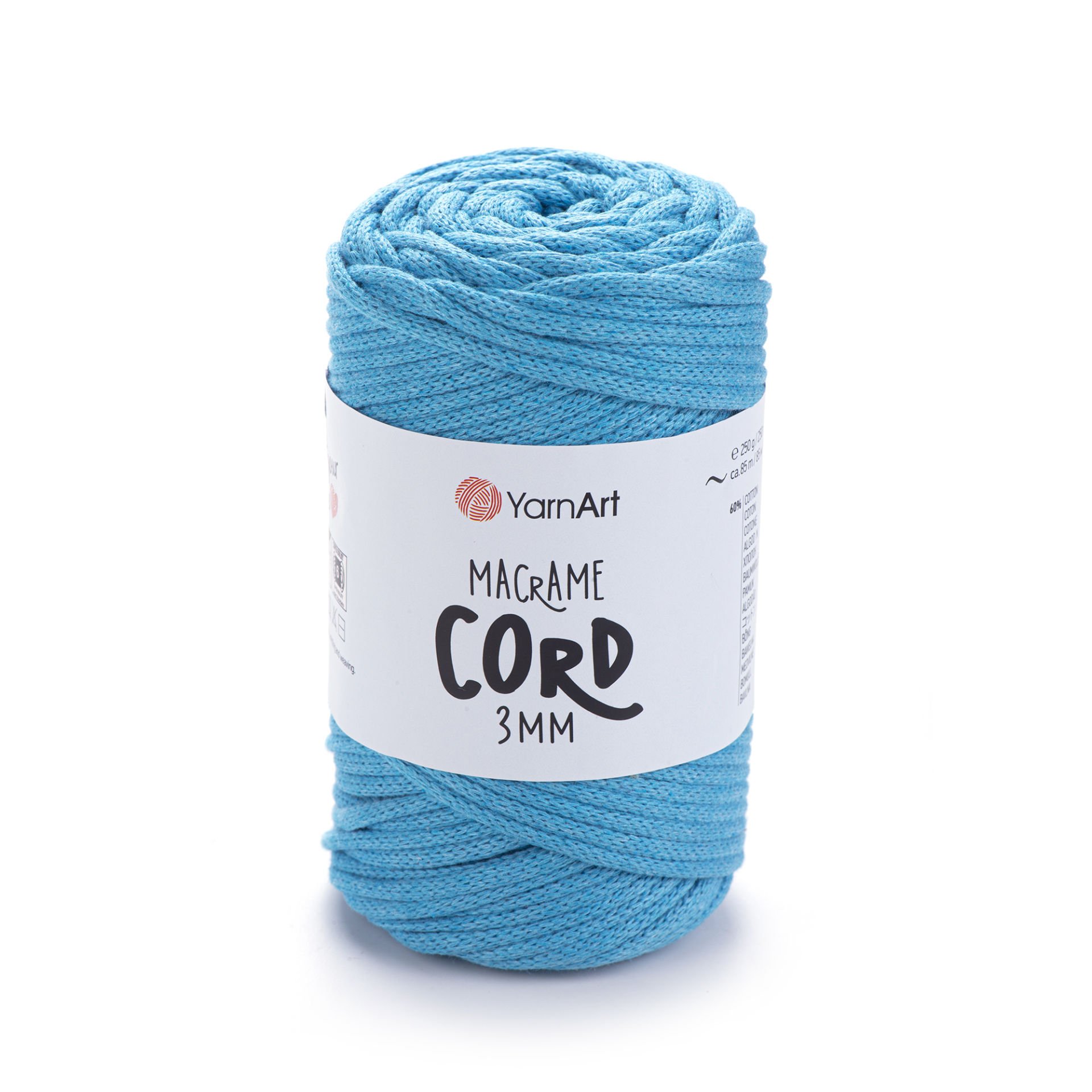 YARNART MACRAME CORD 3 MM - MAKROME EL ÖRGÜ İPİ MAVİ - 763