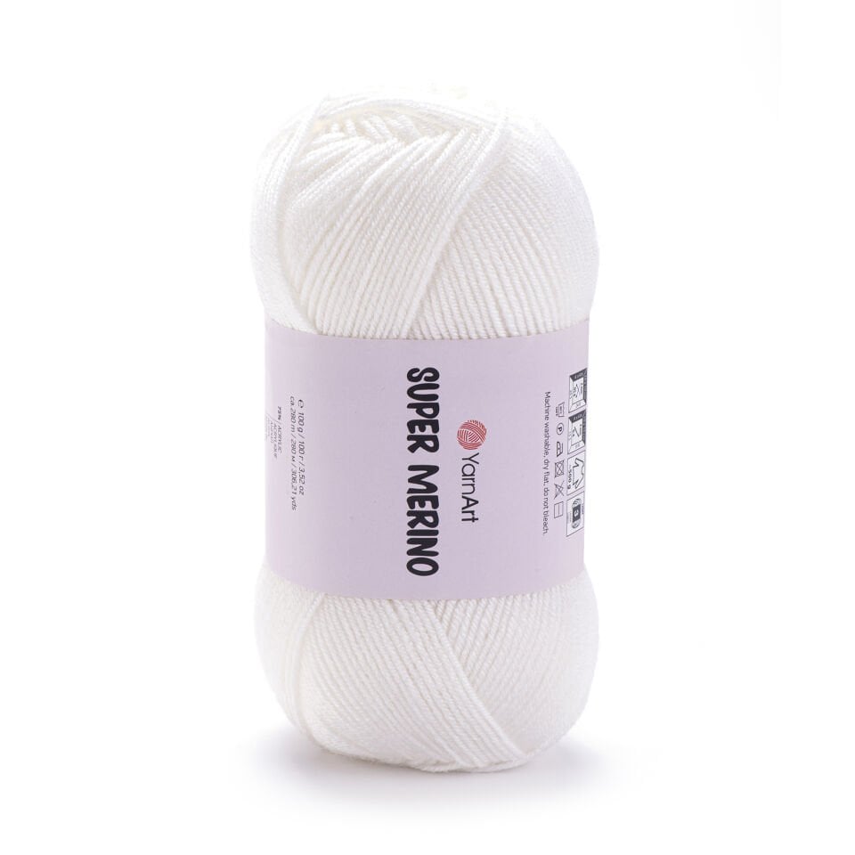 YARNART SUPER MERINO - EL ÖRGÜ İPİ BEYAZ - 208
