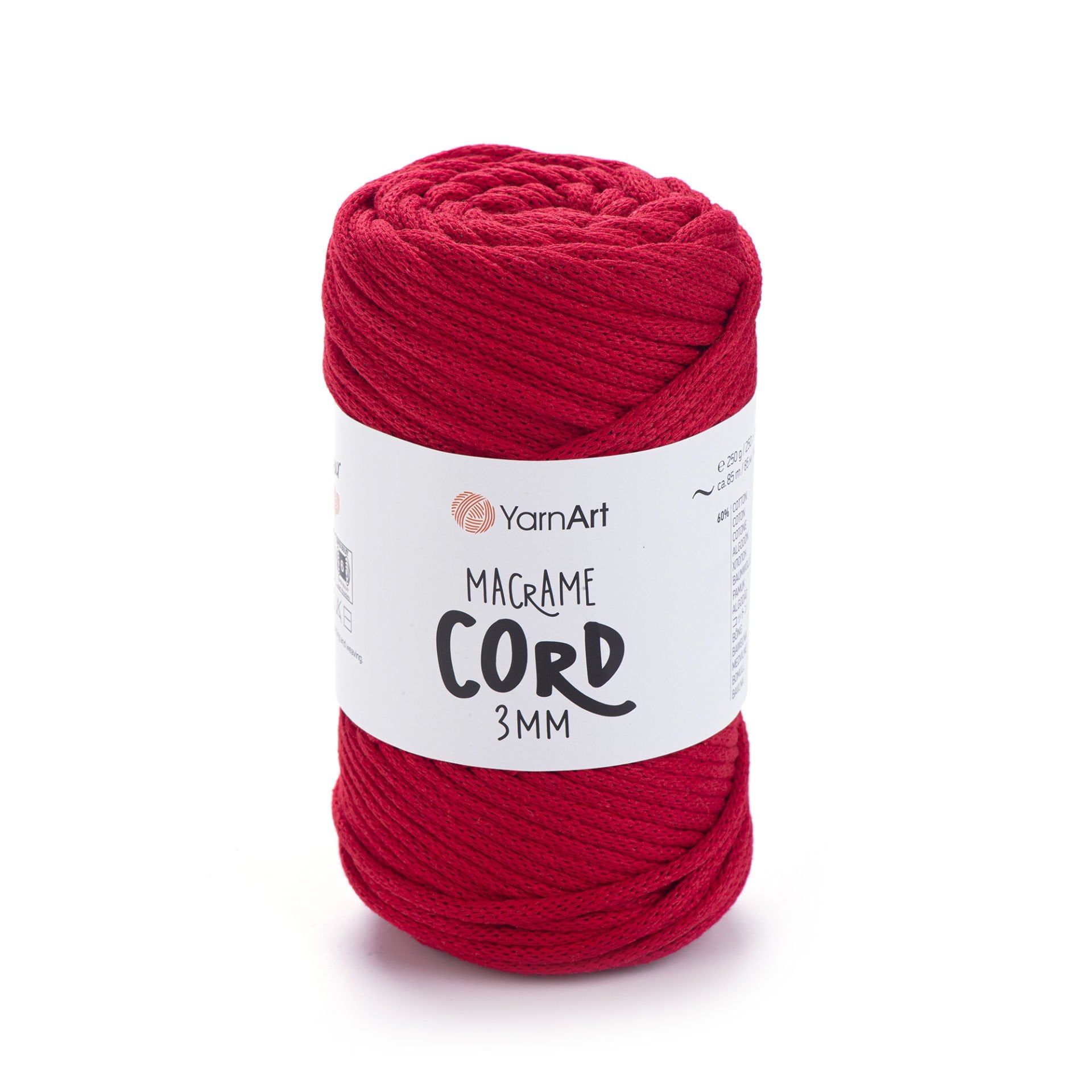 YARNART MACRAME CORD 3 MM - MAKROME EL ÖRGÜ İPİ KIRMIZI - 773