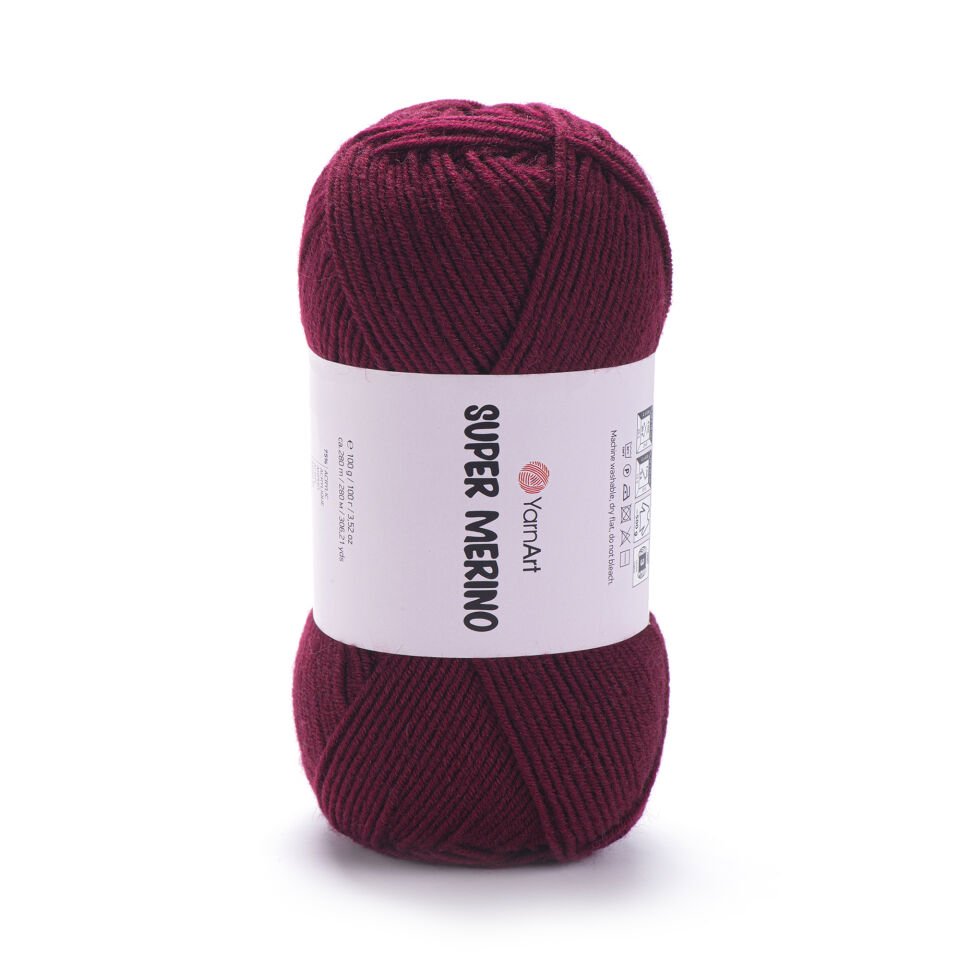 YARNART SUPER MERINO - EL ÖRGÜ İPİ BORDO - 999