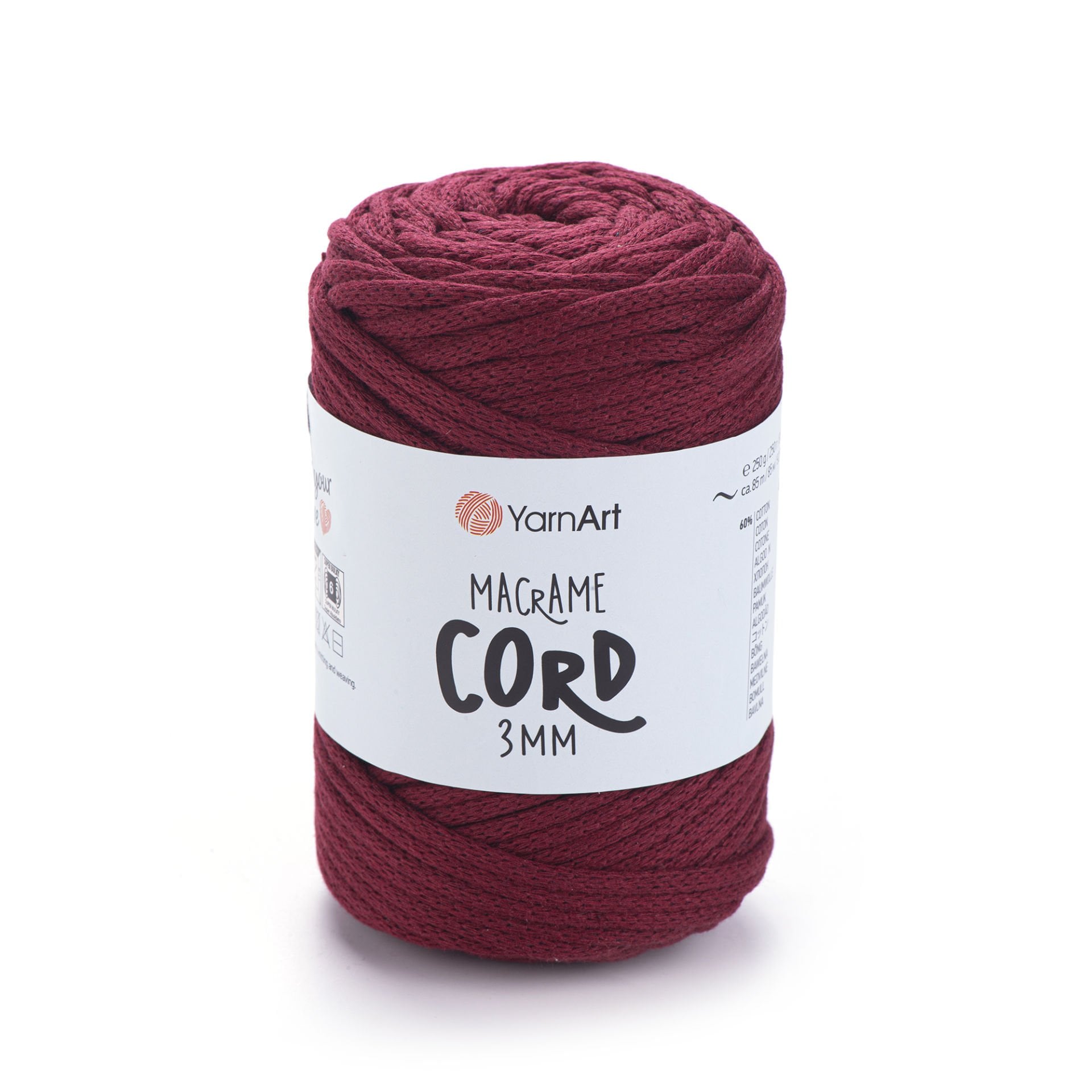 YARNART MACRAME CORD 3 MM - MAKROME EL ÖRGÜ İPİ BORDO - 781