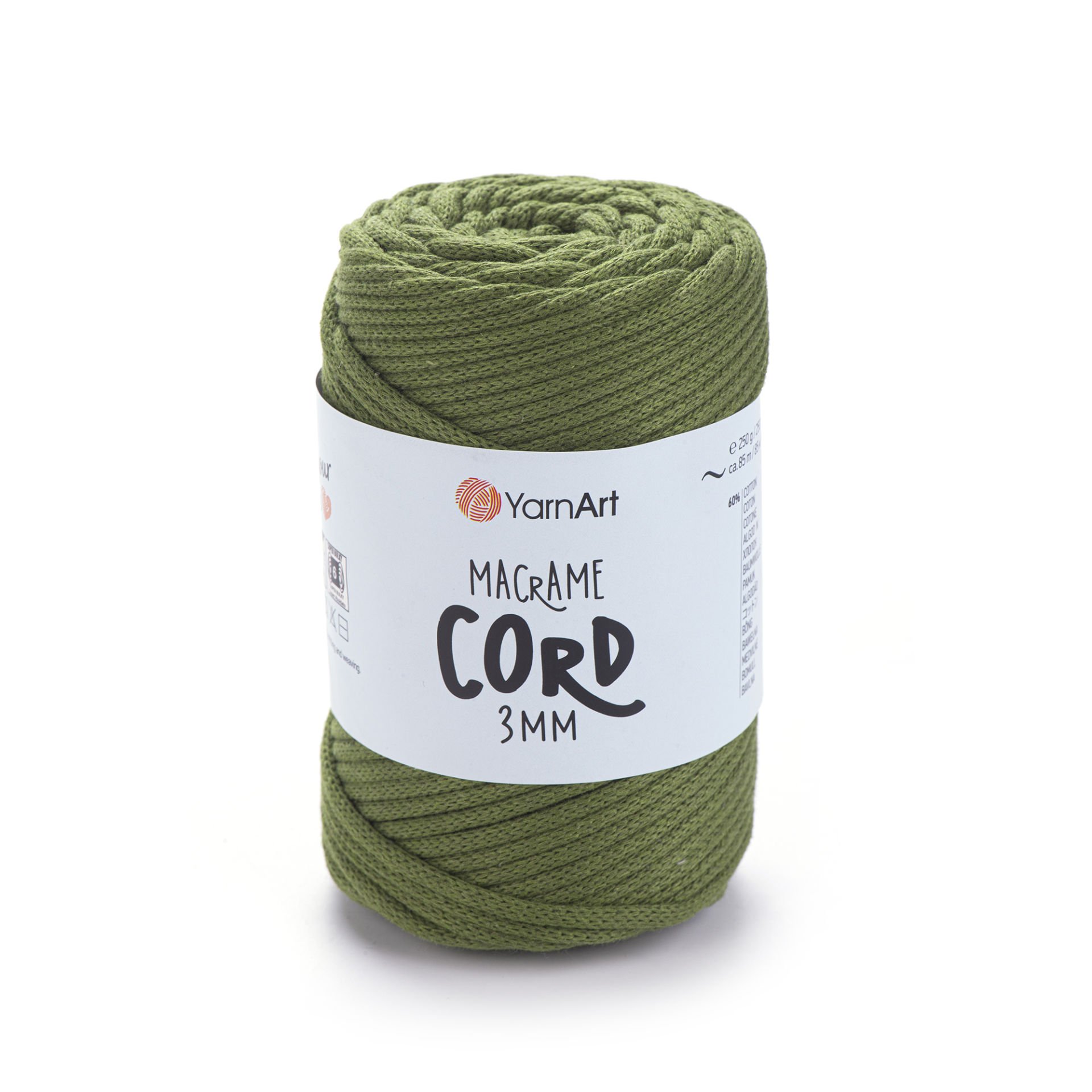 YARNART MACRAME CORD 3 MM - MAKROME EL ÖRGÜ İPİ ZEYTİN YEŞİLİ - 787