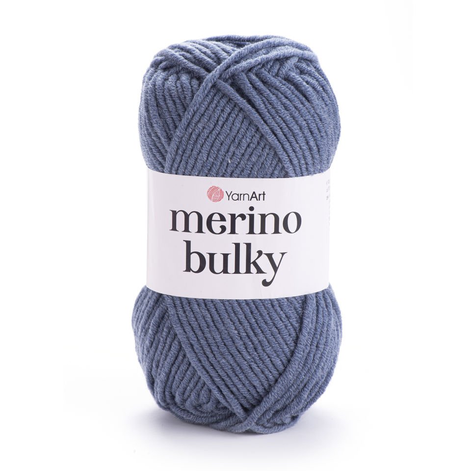 YARNART MERINO BULKY - EL ÖRGÜ İPİ GRİ-MAVİ - 3864