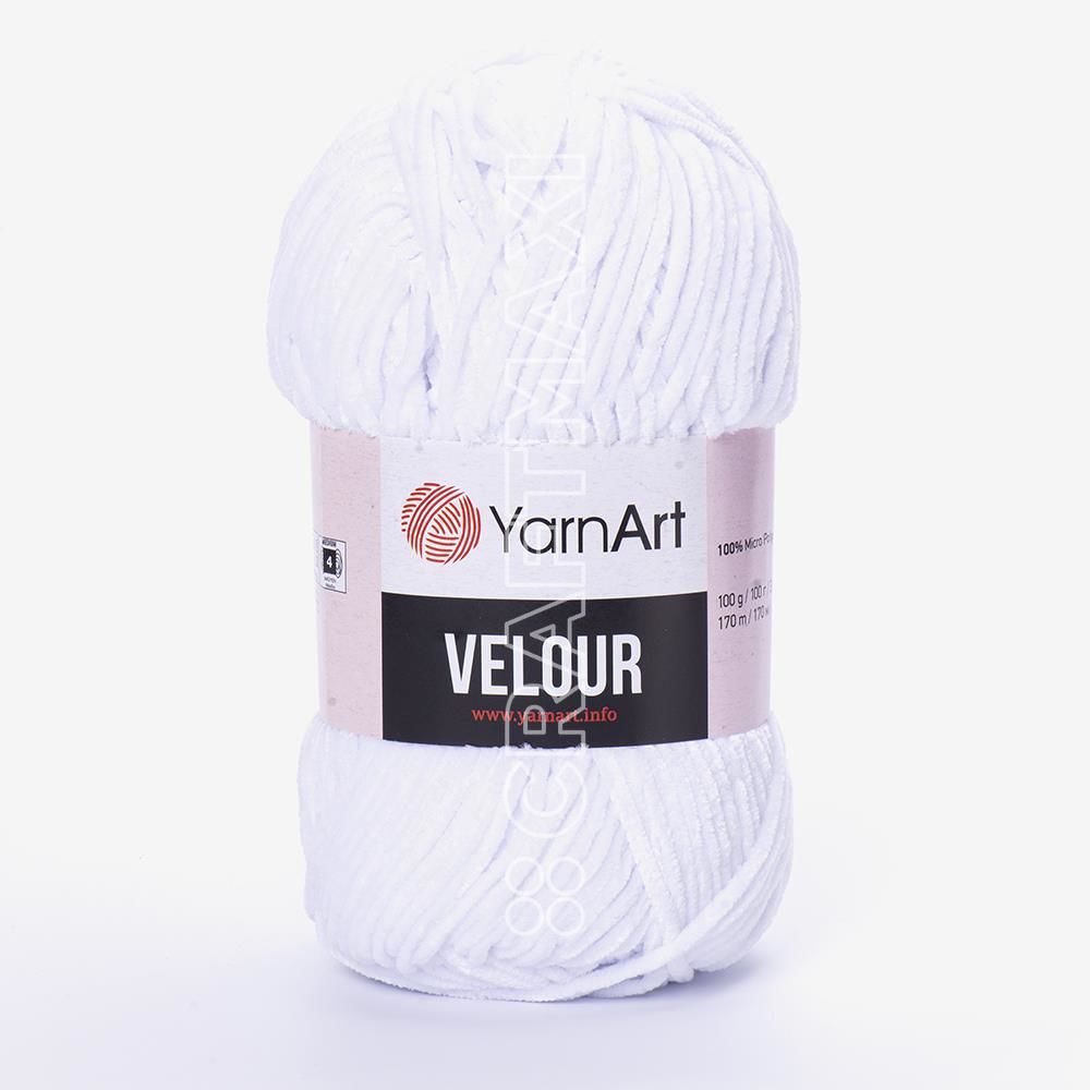 YARNART VELOUR - KADİFE EL ÖRGÜ İPİ BEYAZ - 840